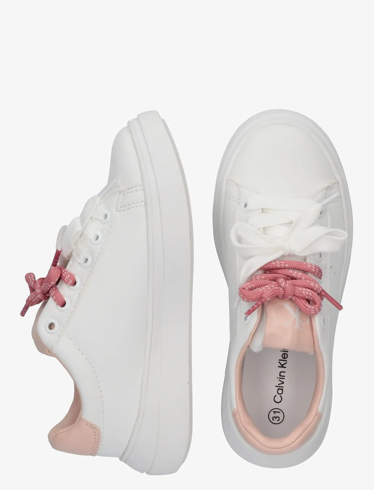 Calvin Klein - CALVIN KLEIN LOW CUT LACE-UP SNEAKER - låga sneakers - white/nude - 4