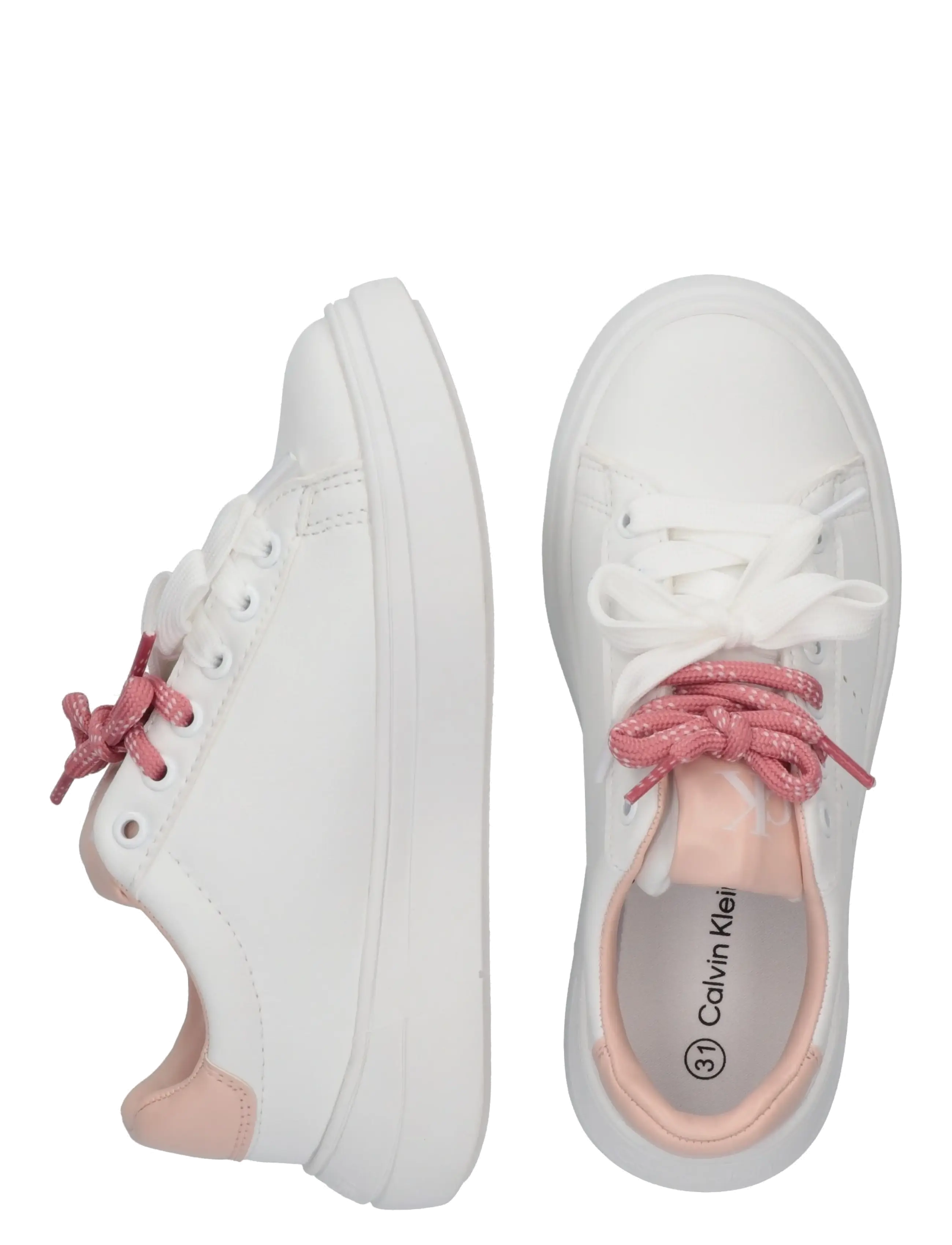 Calvin Klein - CALVIN KLEIN LOW CUT LACE-UP SNEAKER - baskets basses - white/nude - 4