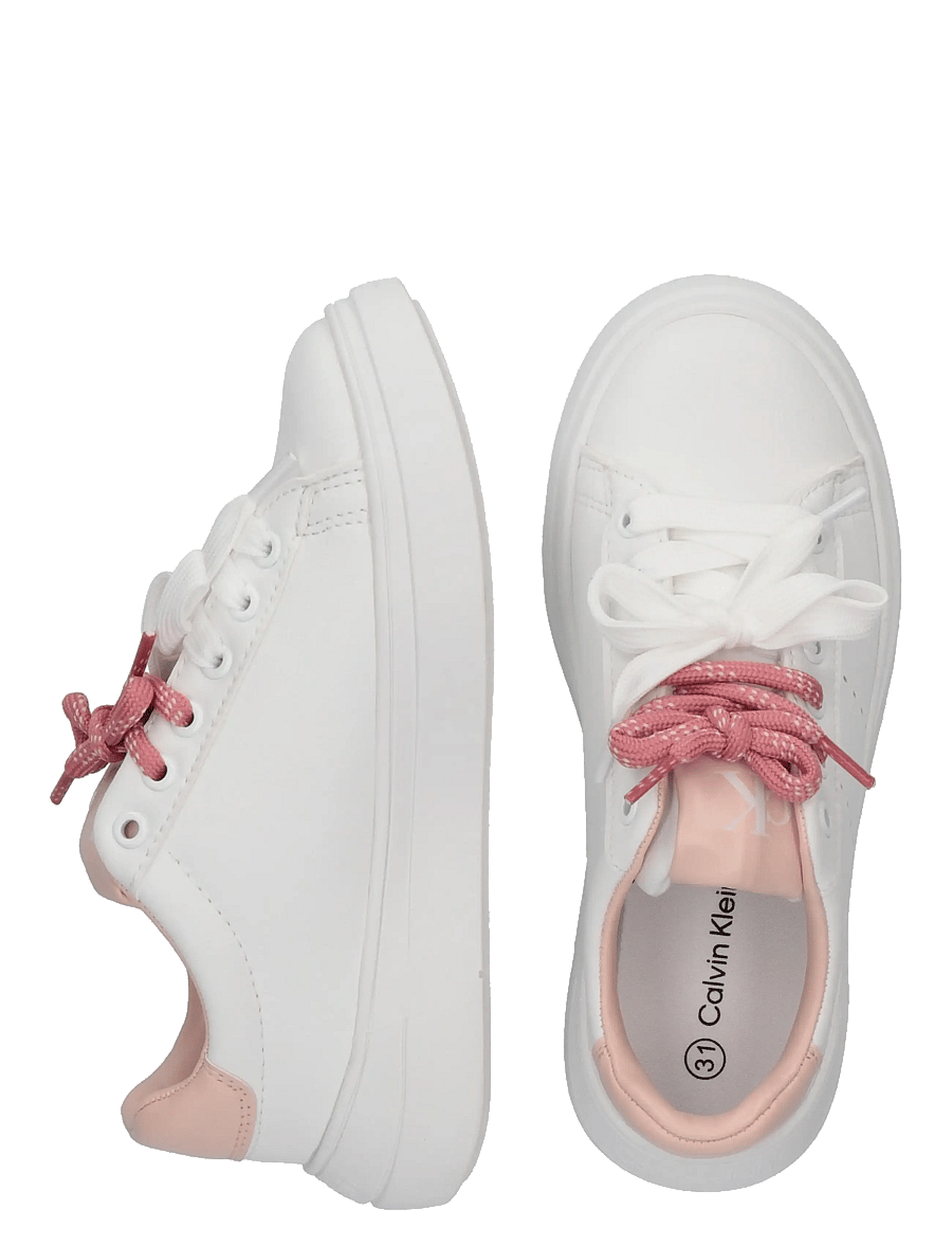 Calvin Klein - CALVIN KLEIN LOW CUT LACE-UP SNEAKER - baskets basses - white/nude - 4