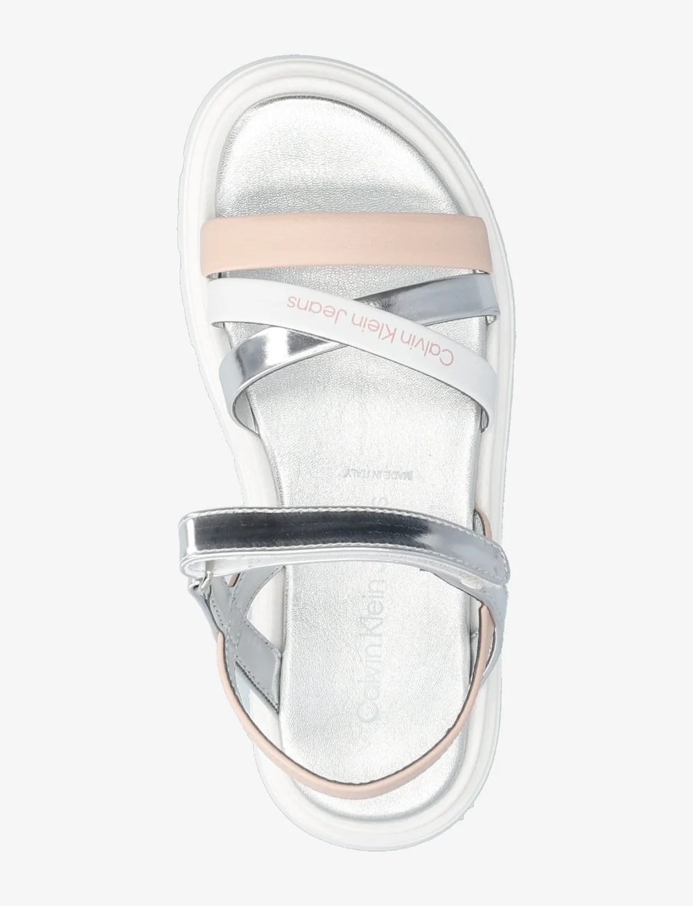 Calvin klein silver sandals clearance
