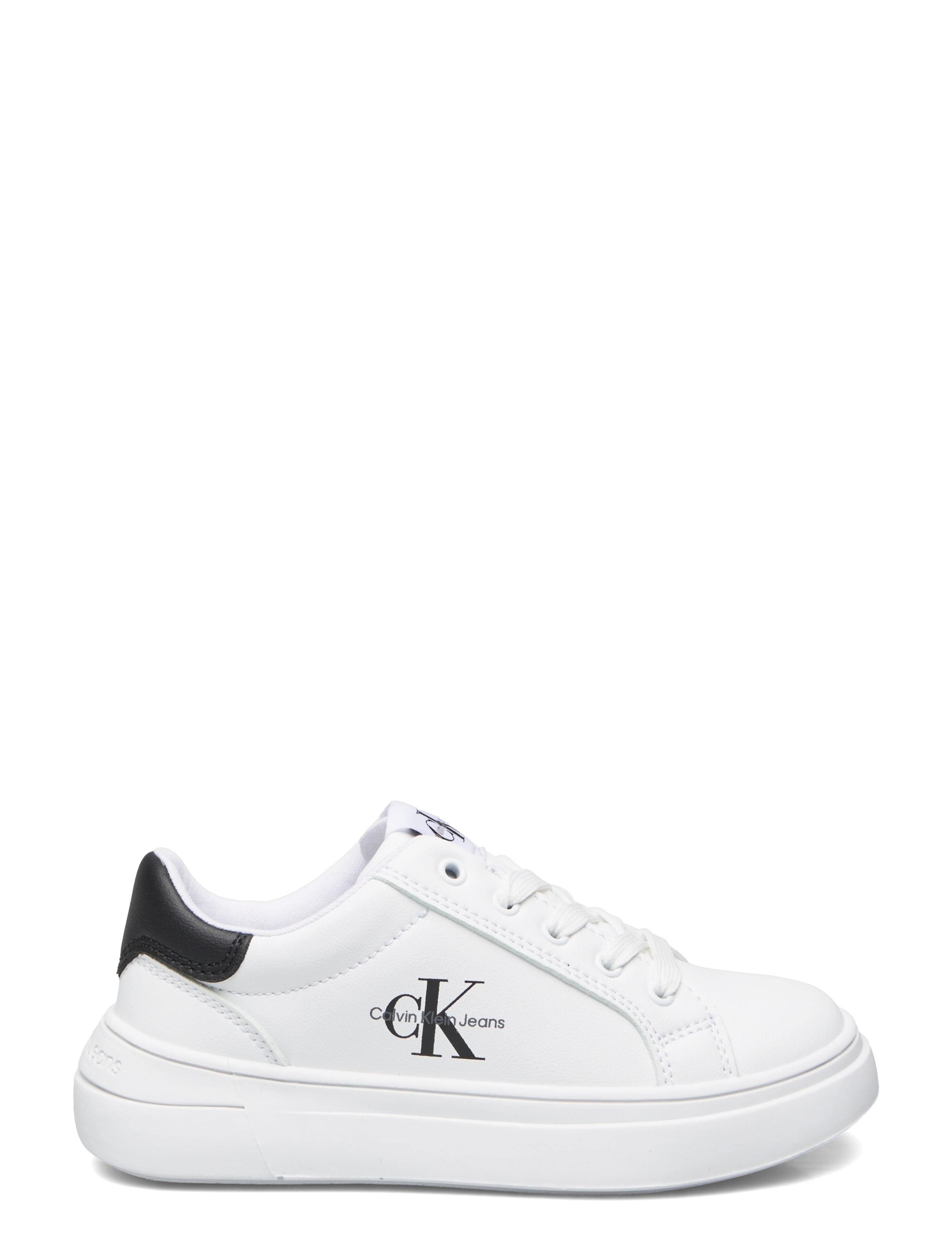 Calvin Klein - Kids minimal lace-up sneaker with oversize sole - white/black - 1
