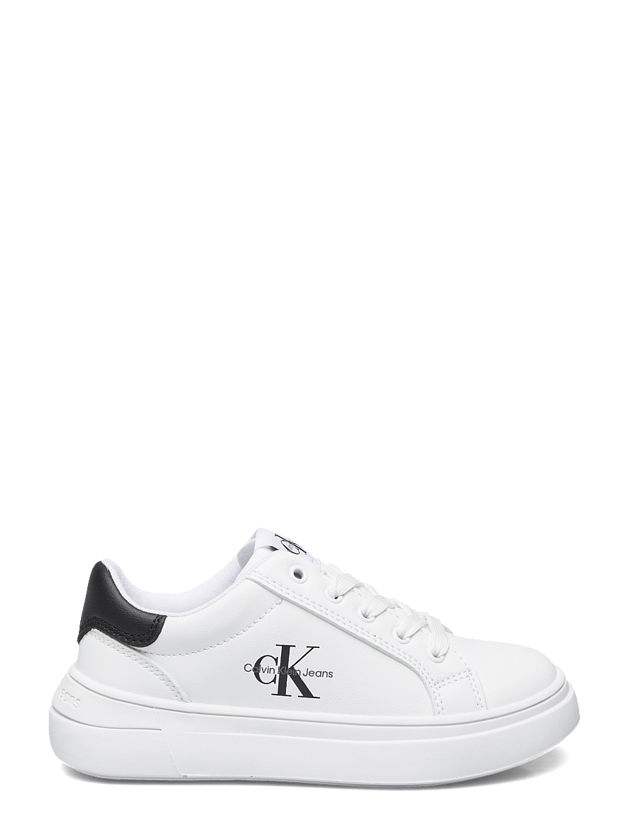 Calvin Klein - Kids minimal lace-up sneaker with oversize sole - white/black - 1