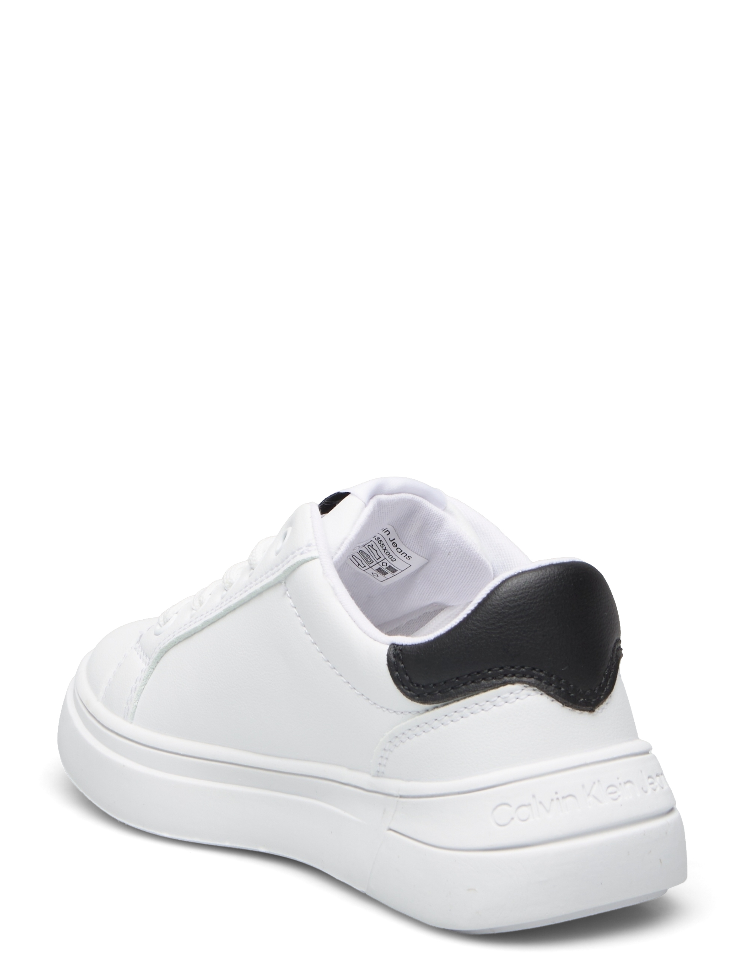 Calvin Klein - Kids minimal lace-up sneaker with oversize sole - white/black - 2