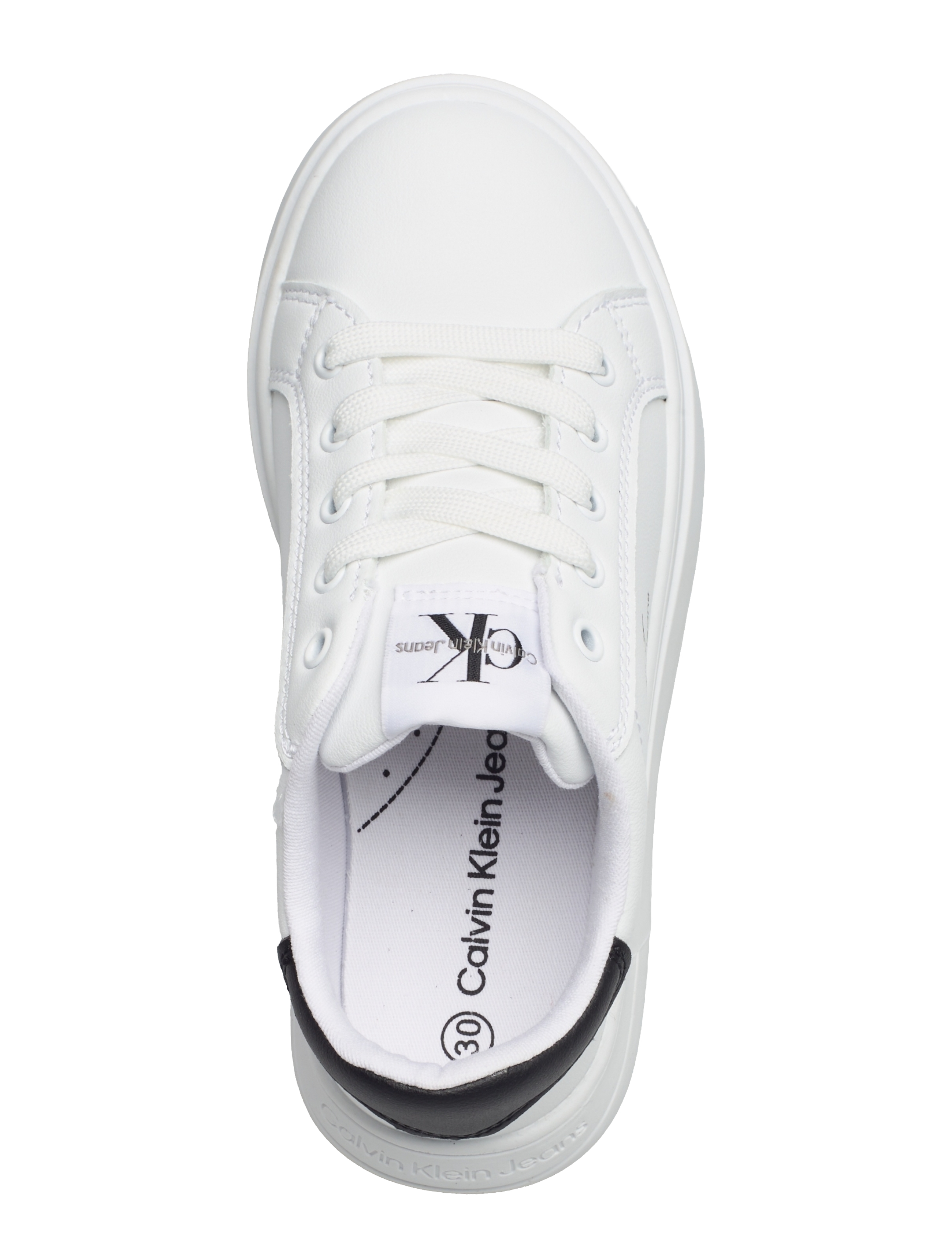 Calvin Klein - Kids minimal lace-up sneaker with oversize sole - white/black - 3
