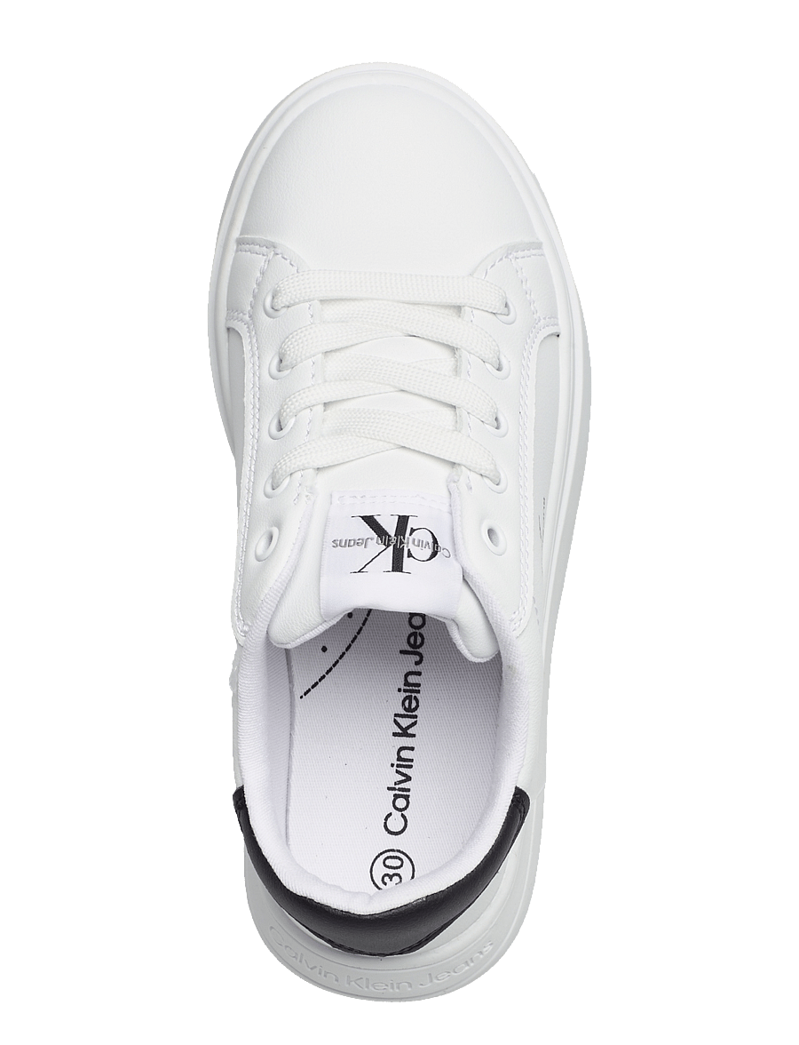 Calvin Klein - Kids minimal lace-up sneaker with oversize sole - white/black - 3