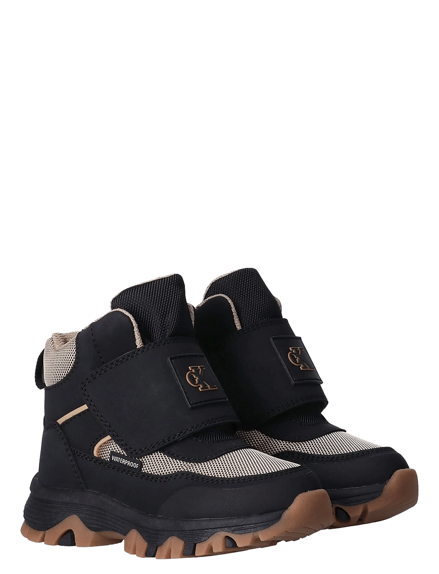 Calvin Klein - FUNCTIONAL BOOTIE BLACK/BEIGE - vinterstövlar - black/beige - 0