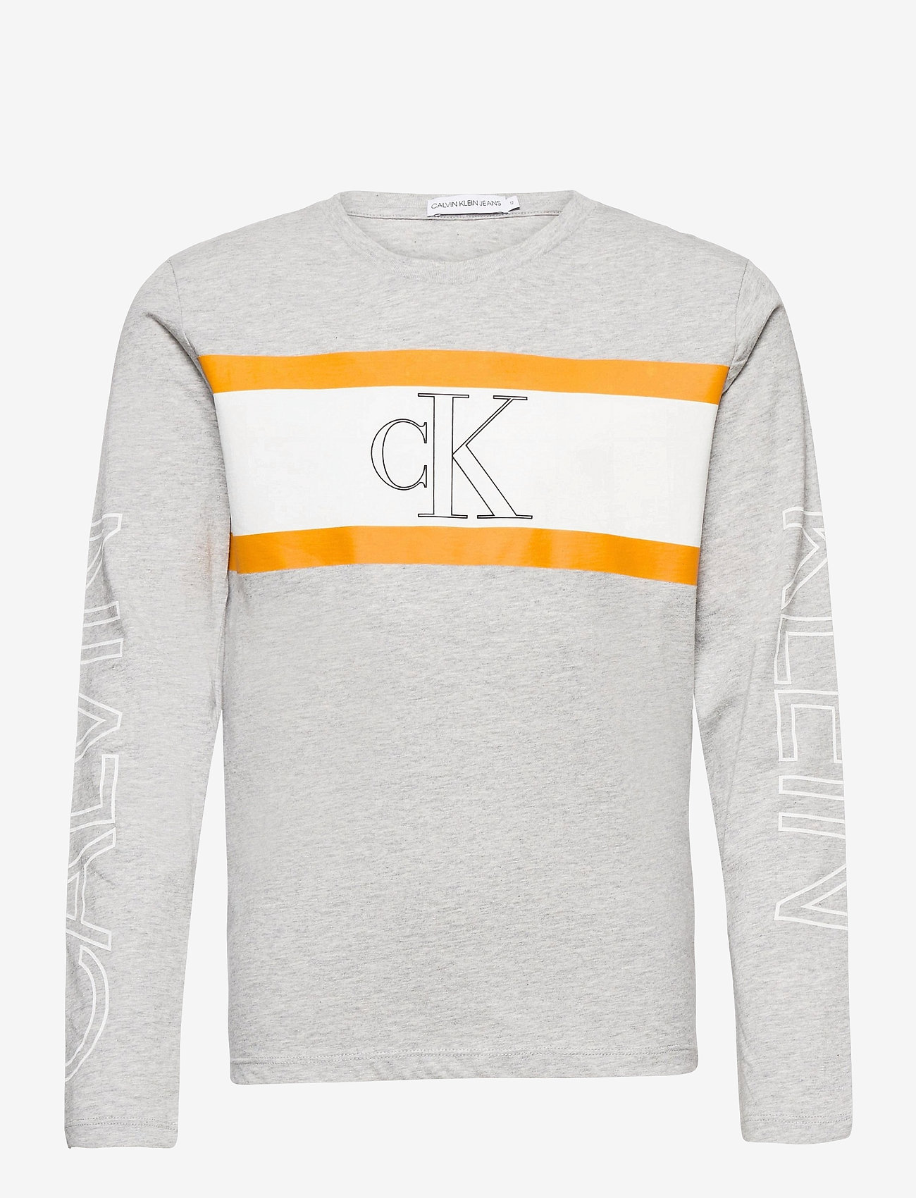 Calvin Klein - LOGO COLOUR BLOCK LS T-SHIRT - light grey heather - 0