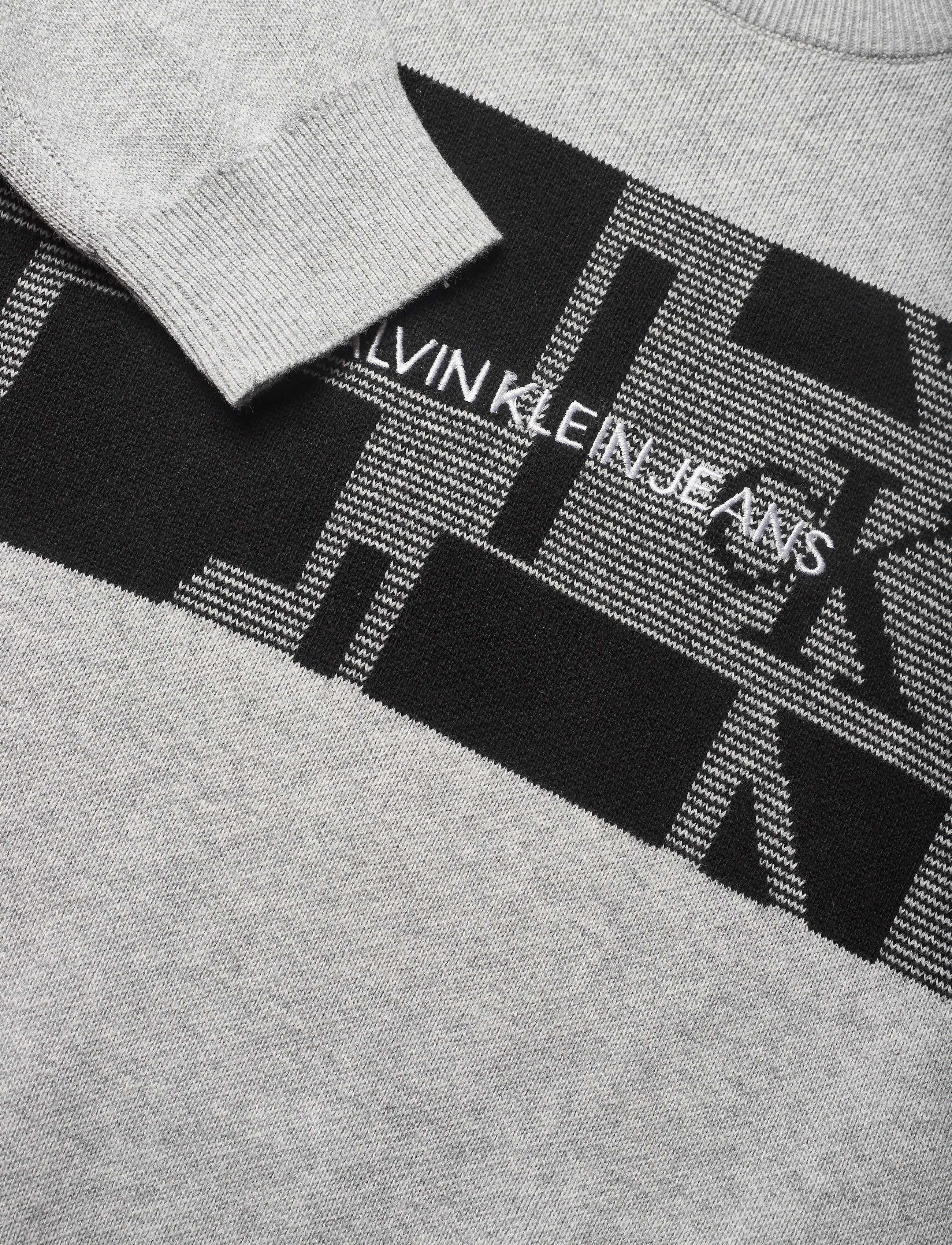 Calvin Klein - QUILTED LOGO SWEATER - light grey heather - 2