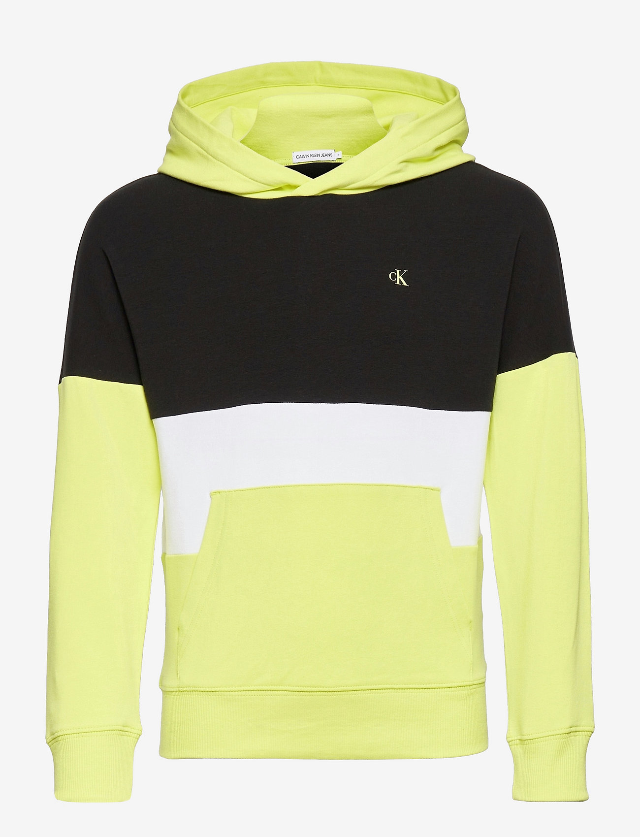 Calvin Klein - COLOUR BLOCK LOGO HOODIE - yellow lime - 0
