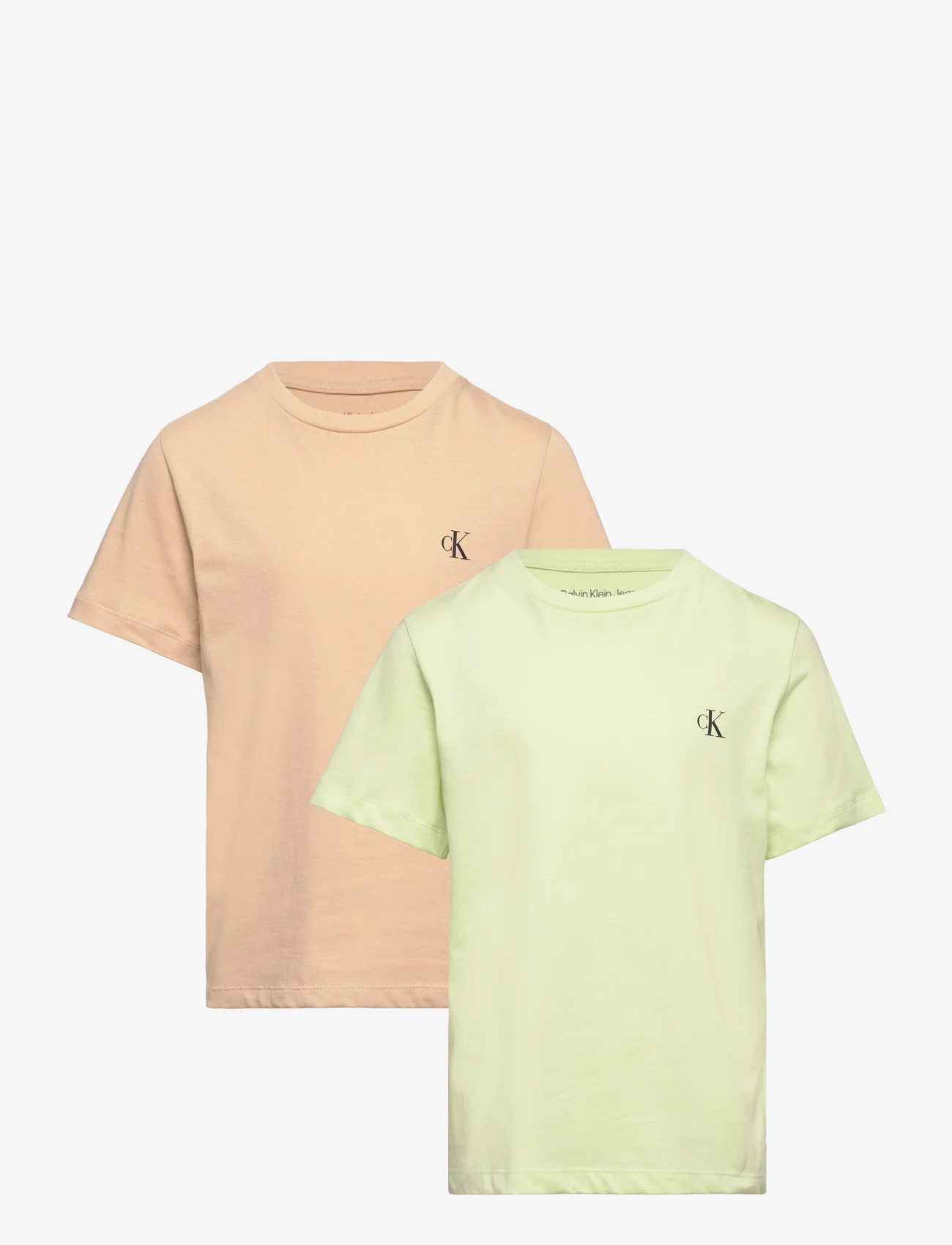 Calvin Klein - 2-PACK MONOGRAM TOP - marškinėliai trumpomis rankovėmis - exotic mint / warm sand - 0