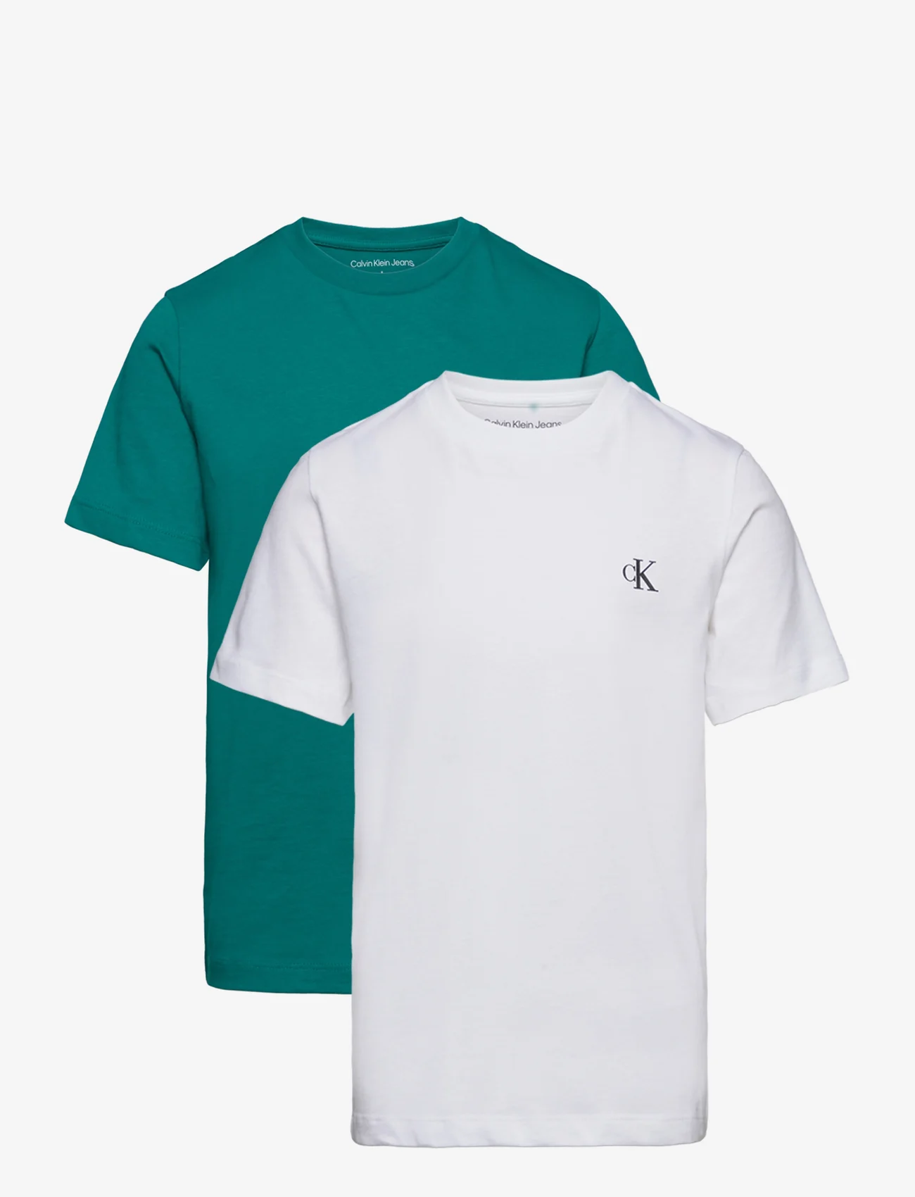 Calvin Klein - 2-PACK MONOGRAM TOP - kortermede t-skjorter - white / fanfare - 0
