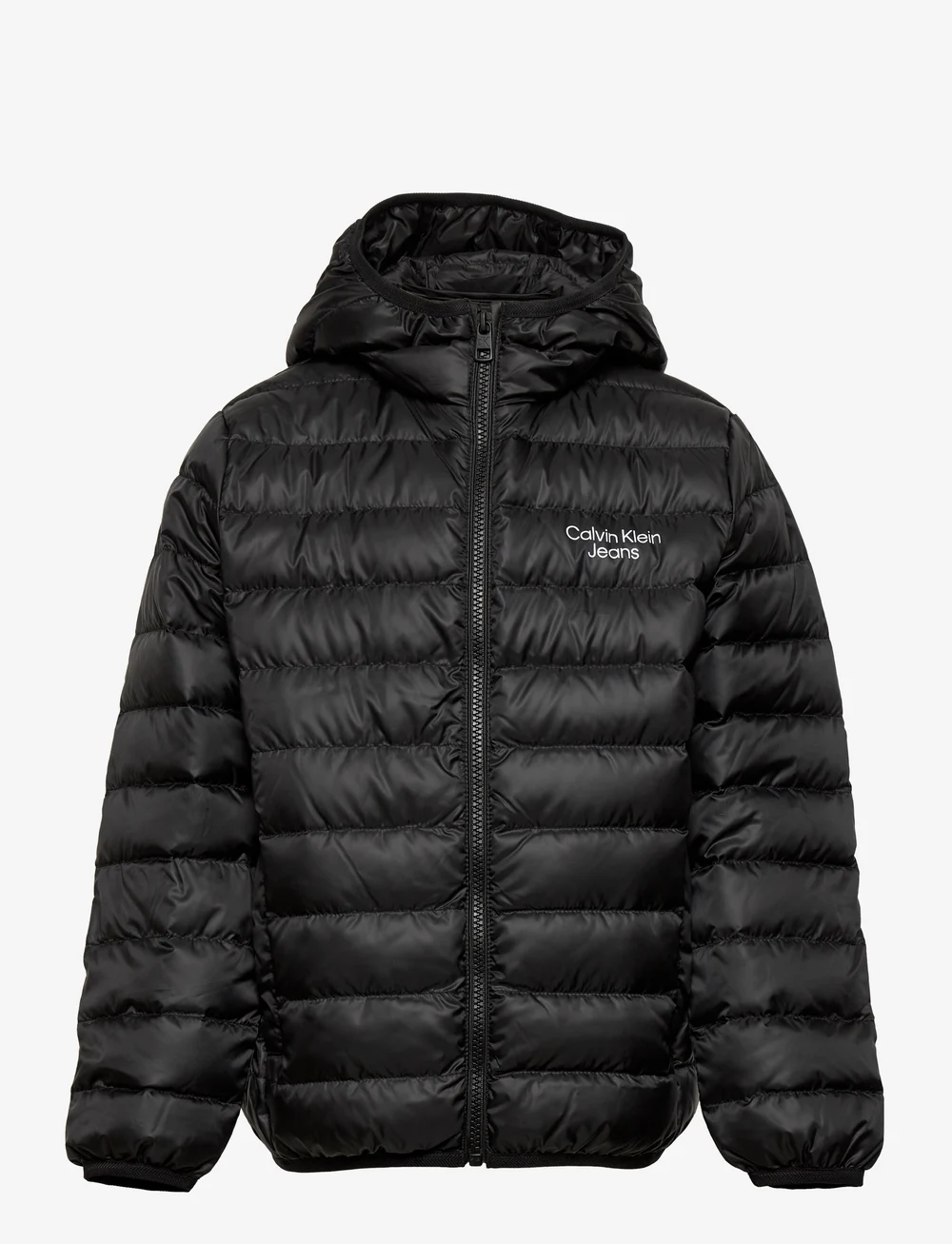 Calvin klein logo hooded puffer jacket hotsell