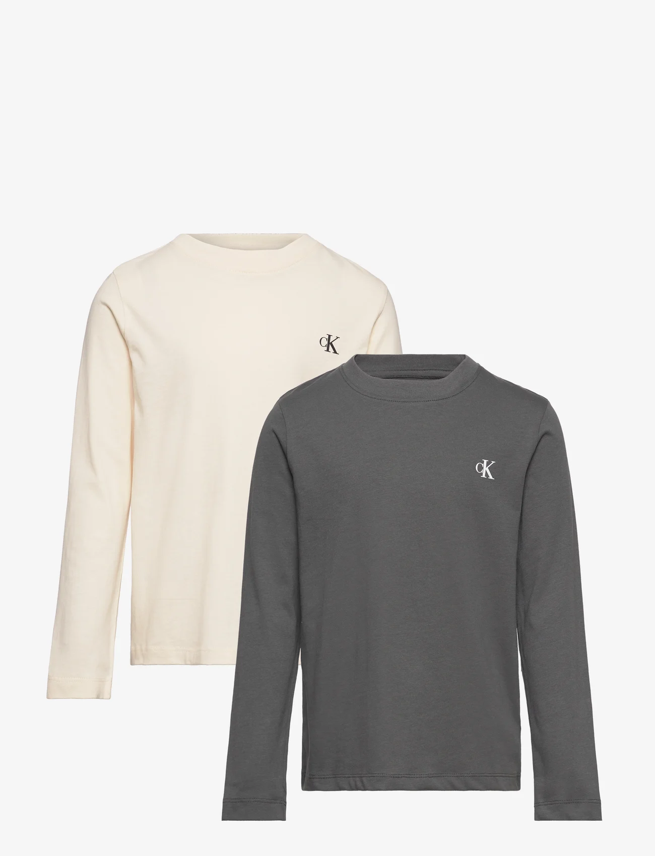 Calvin Klein - 2-PACK MONOGRAM TOP LS - langærmede t-shirts - vanilla / dark grey - 0