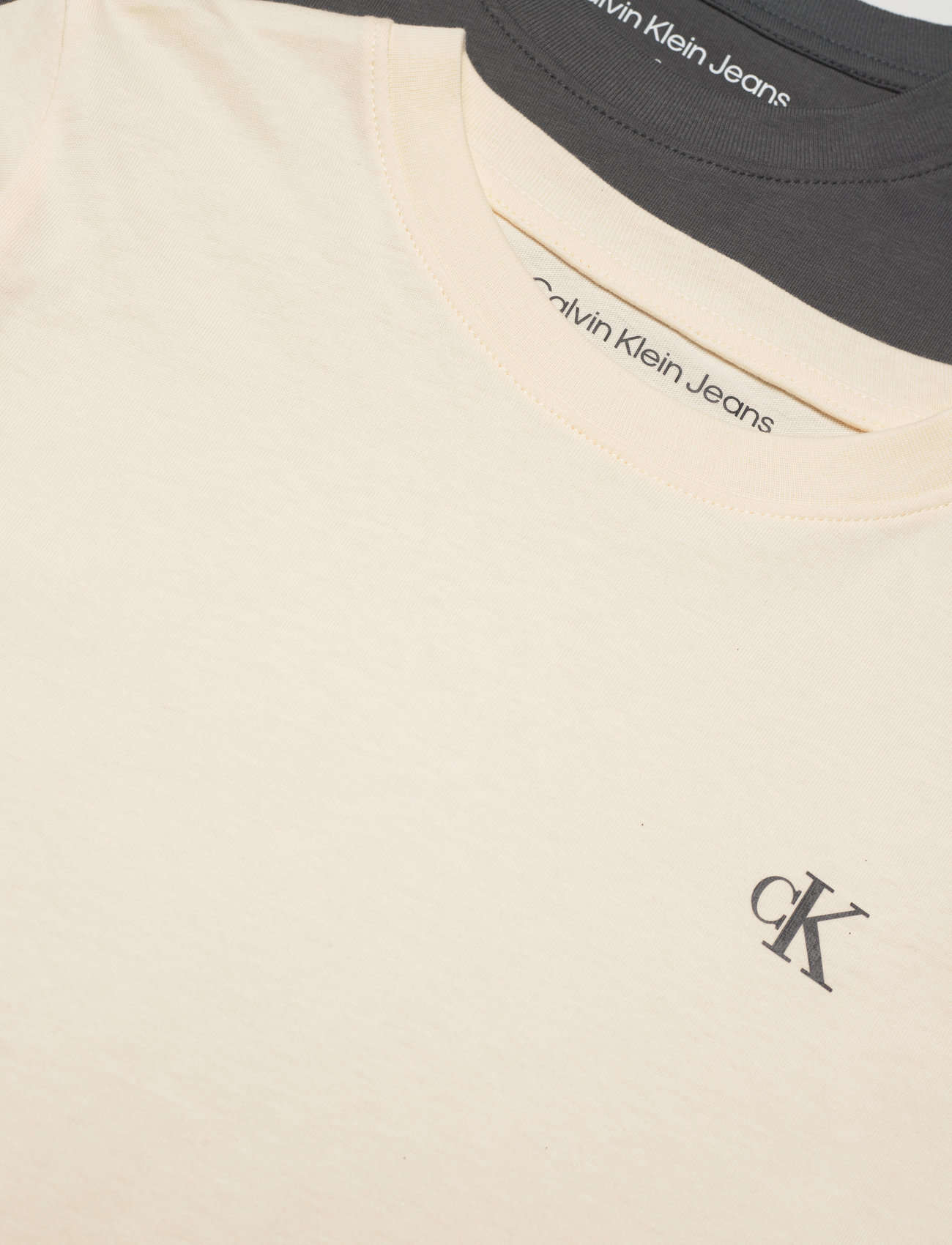 Calvin Klein - 2-PACK MONOGRAM TOP LS - long-sleeved t-shirts - vanilla / dark grey - 1