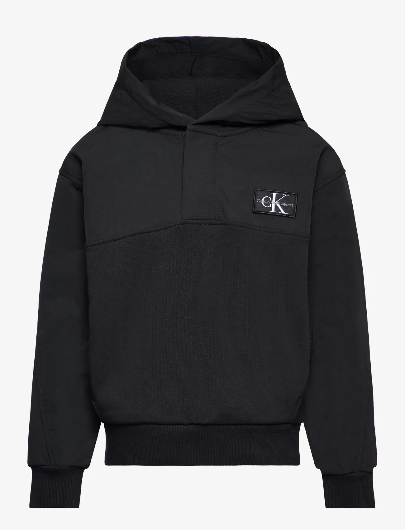Calvin Klein - MIX MEDIA MONOCHROME HOODIE - sweatshirts & huvtröjor - ck black - 0