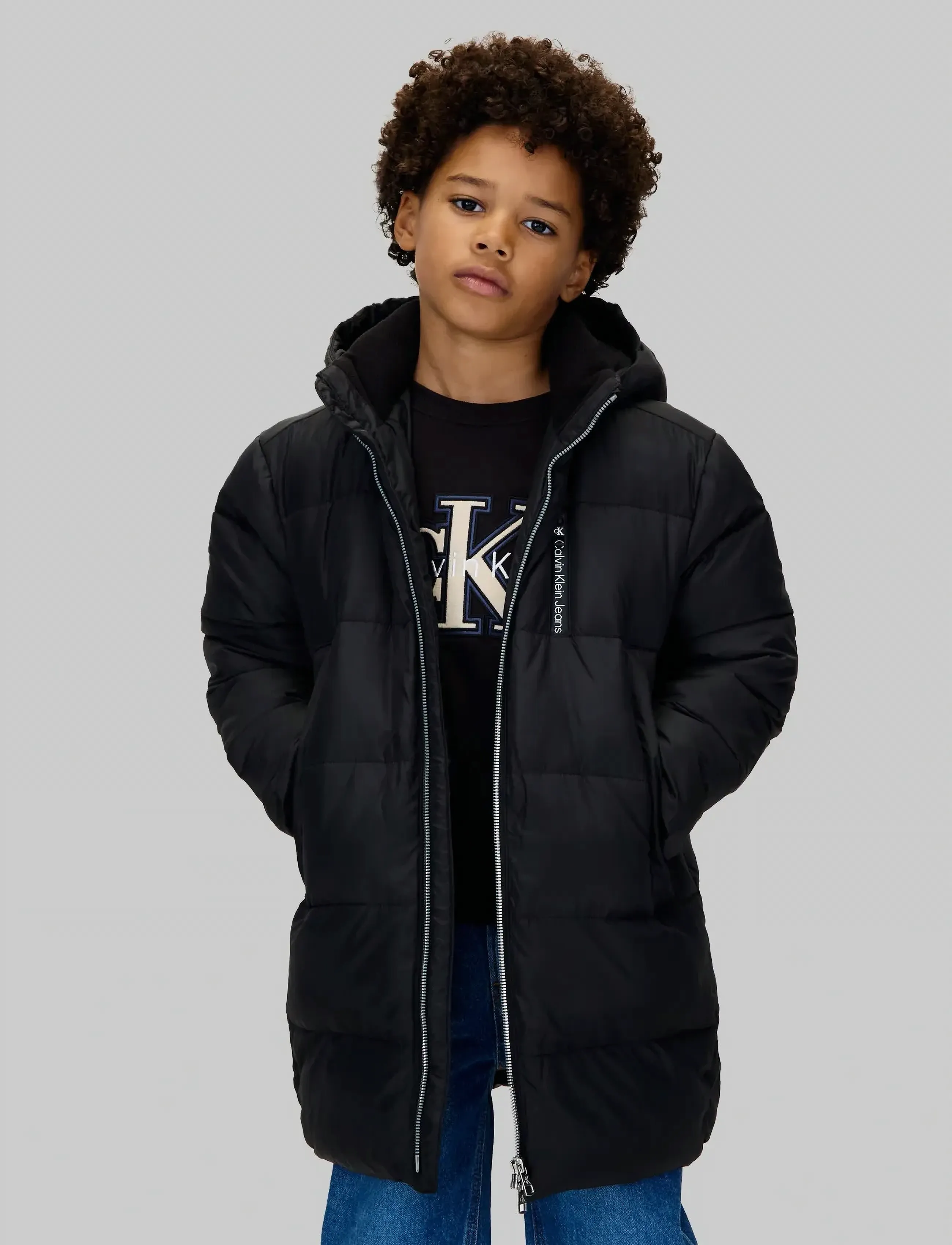 Calvin Klein Essential Parka Puffer, Børn, Puffer Parka, Sort, Str: 140