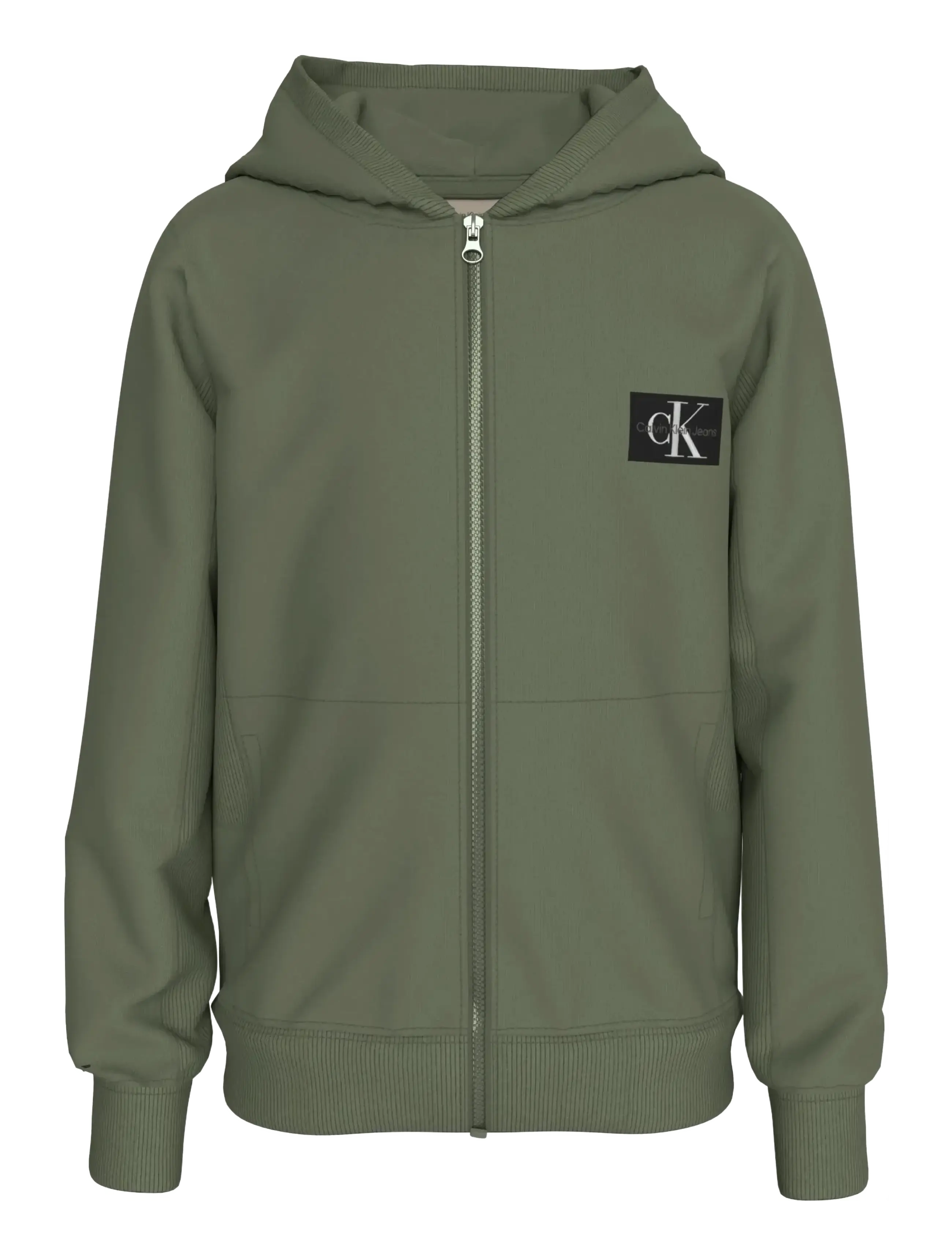 Calvin Klein BADGE ZIP-THROUGH - Sweatshirts & Hættetrøjer - THYME / khaki/green