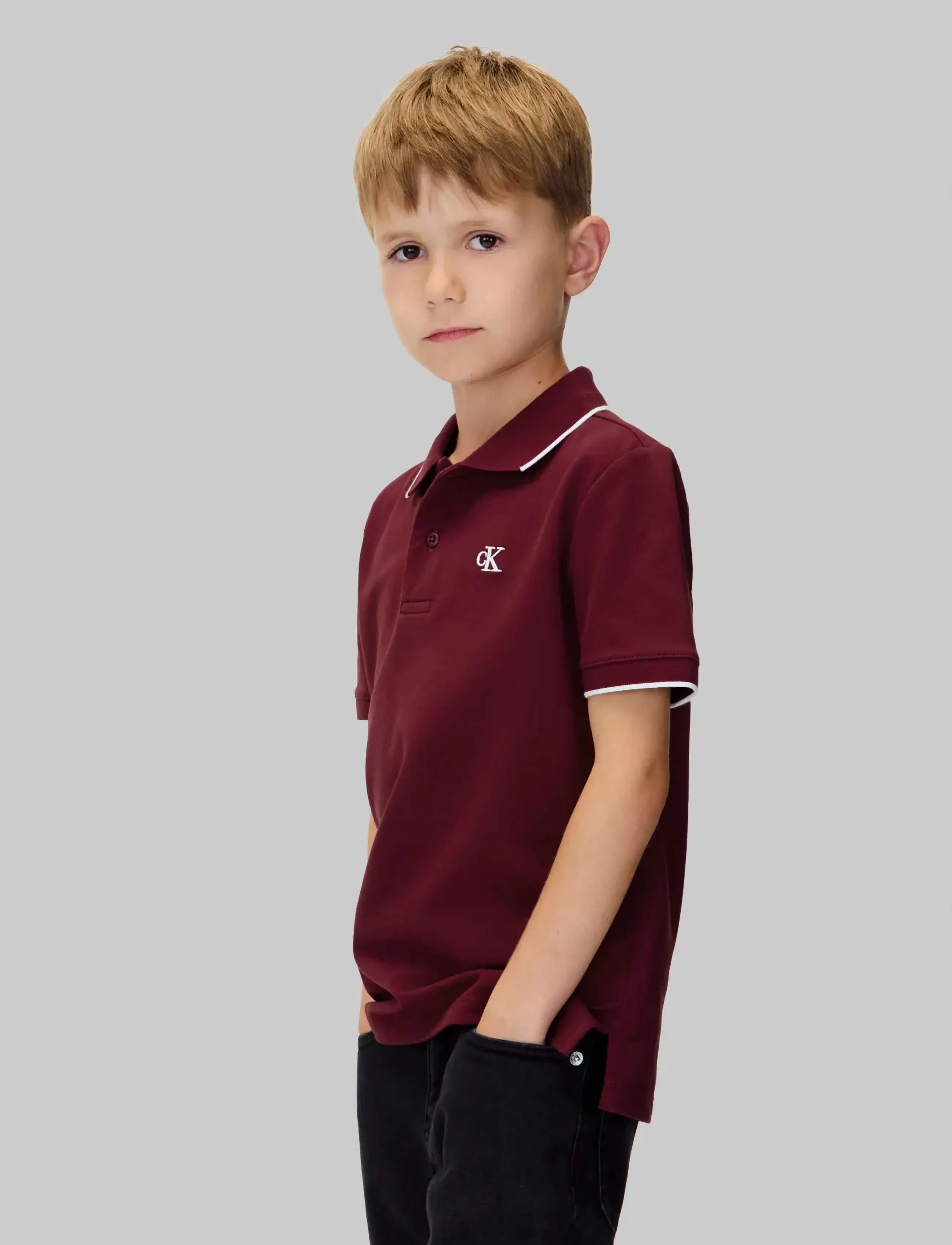 Calvin Klein TIPPING REGULAR SS POLO - Kurzärmelig - RASPBERRY CHOCOLATE / burgundy