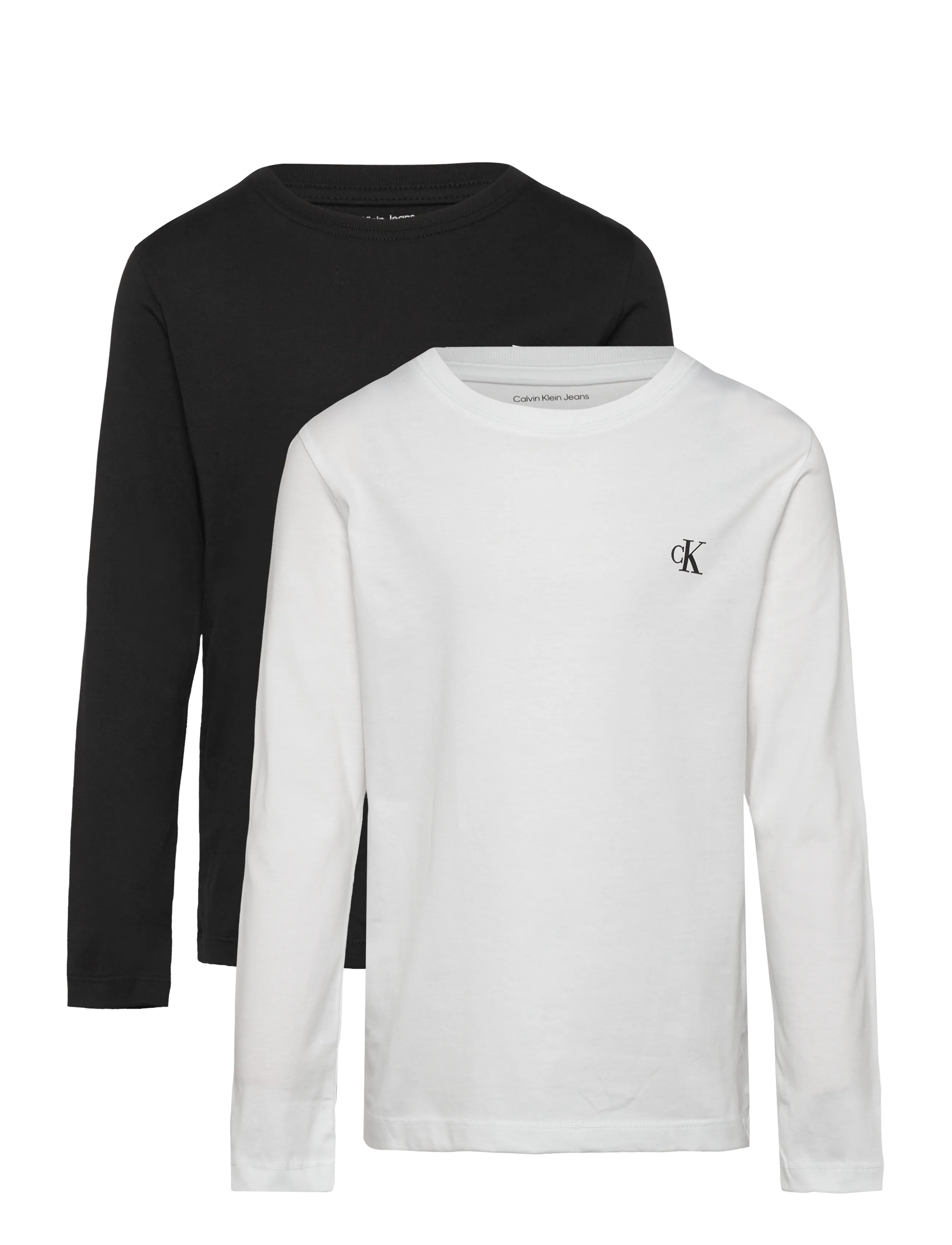 Calvin Klein 2P CHEST MONO LS T-SHIRT - Överdelar - CK BLACK  BRIGHT WHITE / white