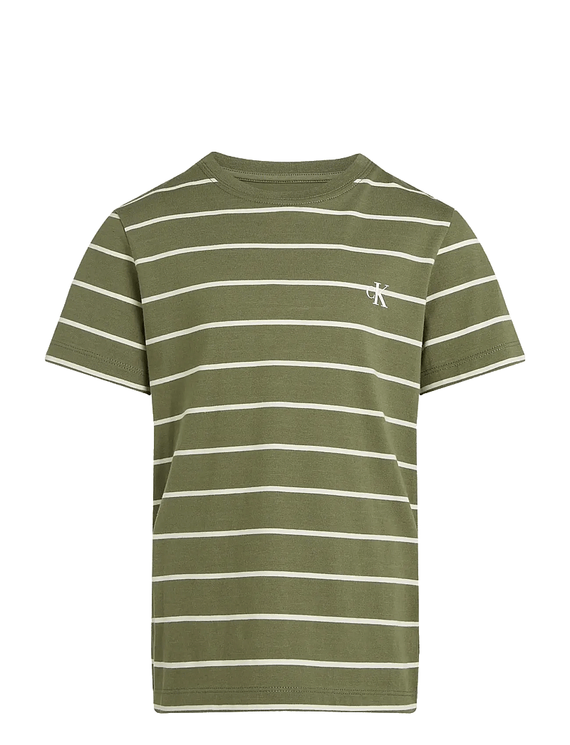 Calvin Klein - 2P STRIPED T-SHIRTS - kortærmede t-shirts - tea time / dusty olive stripes - 1