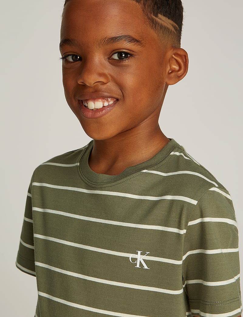 Calvin Klein - 2P STRIPED T-SHIRTS - kortærmede t-shirts - tea time / dusty olive stripes - 4