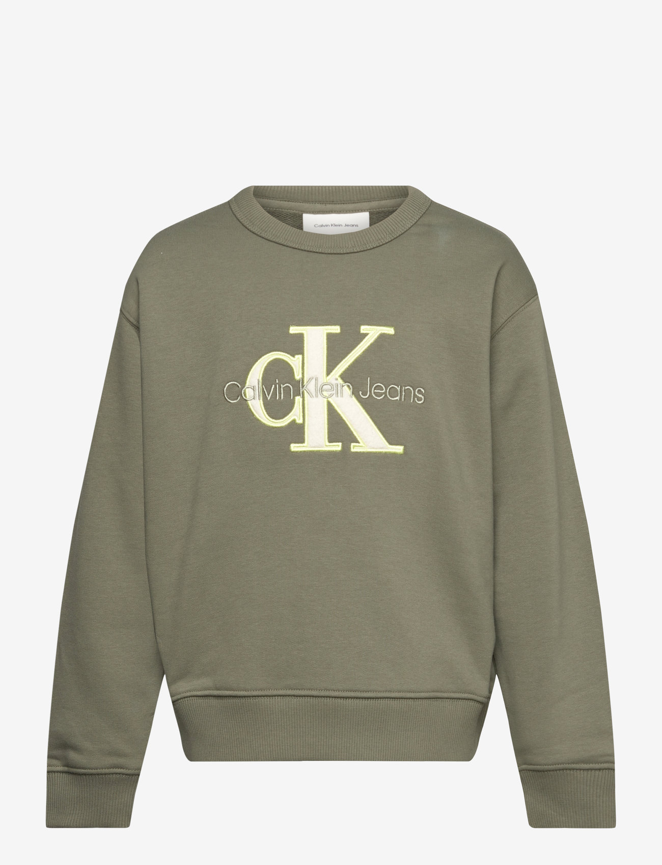 Calvin Klein - OUTLINED MONO RELAXED CN - sweatshirts - dusty olive - 0