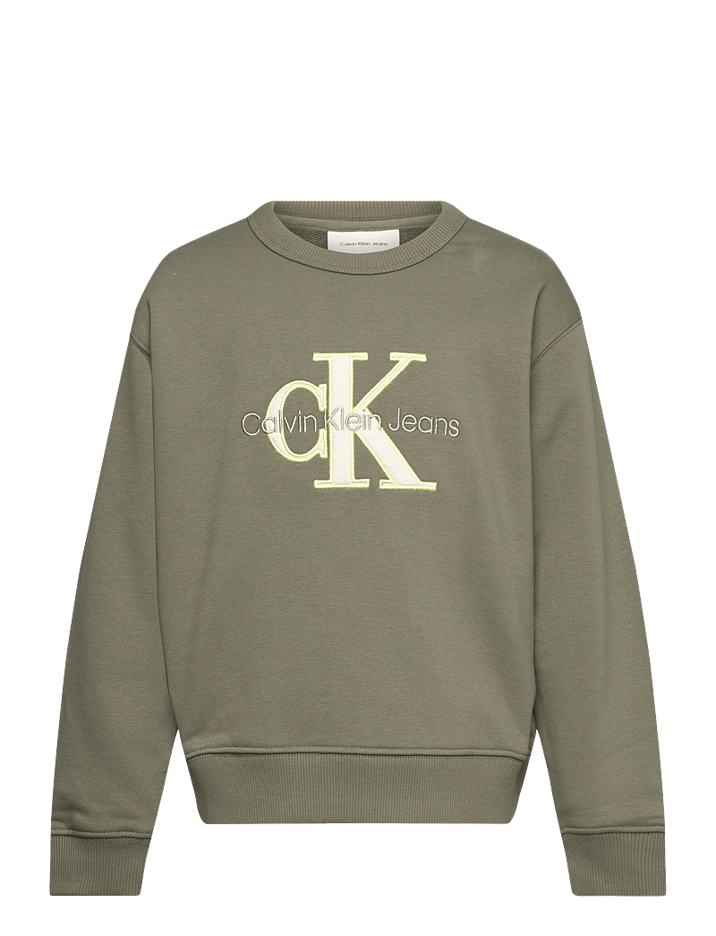 Calvin Klein - OUTLINED MONO RELAXED CN - sweatshirts - dusty olive - 0