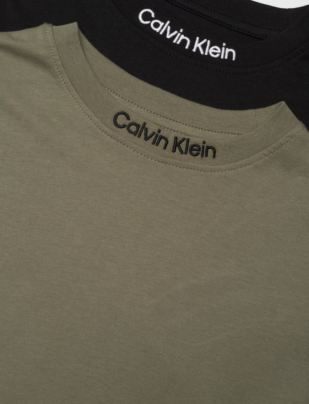 Calvin Klein - 2 PACK EMBRO LOGO SS TEE - kurzärmelige - dusty olive/ ck black - 2