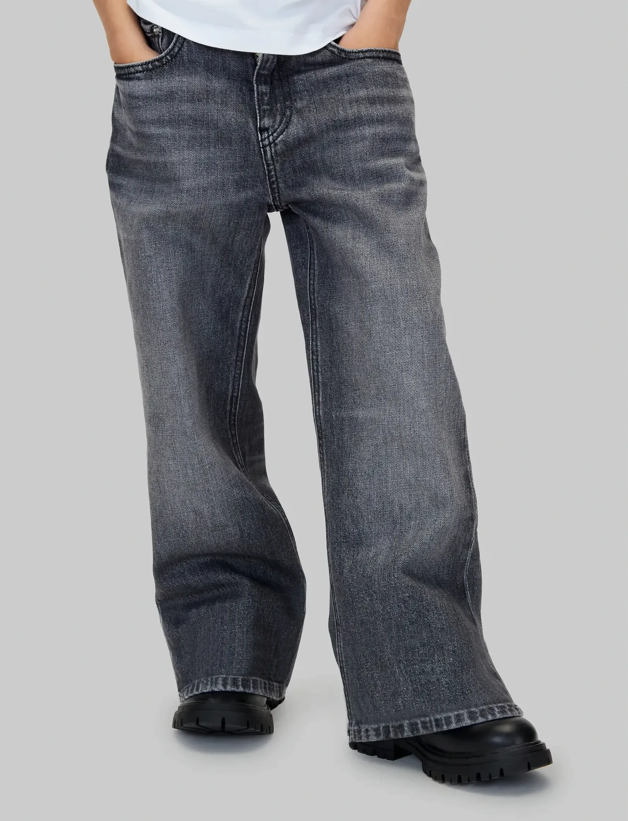 Calvin Klein Skater Mid Grey Stone, Børn, Skater Jeans, Grå, Str: 128