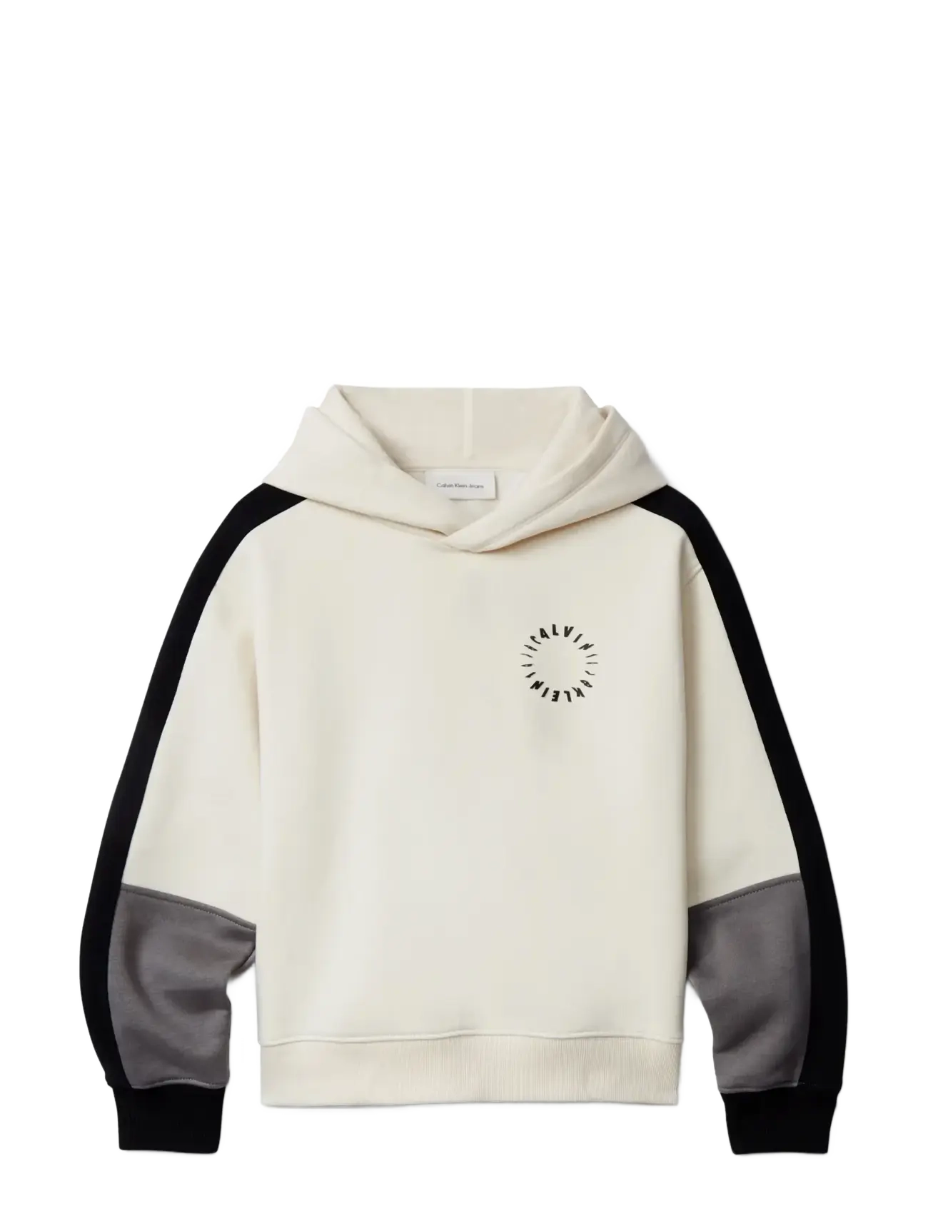 Calvin Klein BRUSHED FLEECE CLR BLOCK HOODIE - Sweatshirts & huvtröjor - WHITECAP GRAY / cream