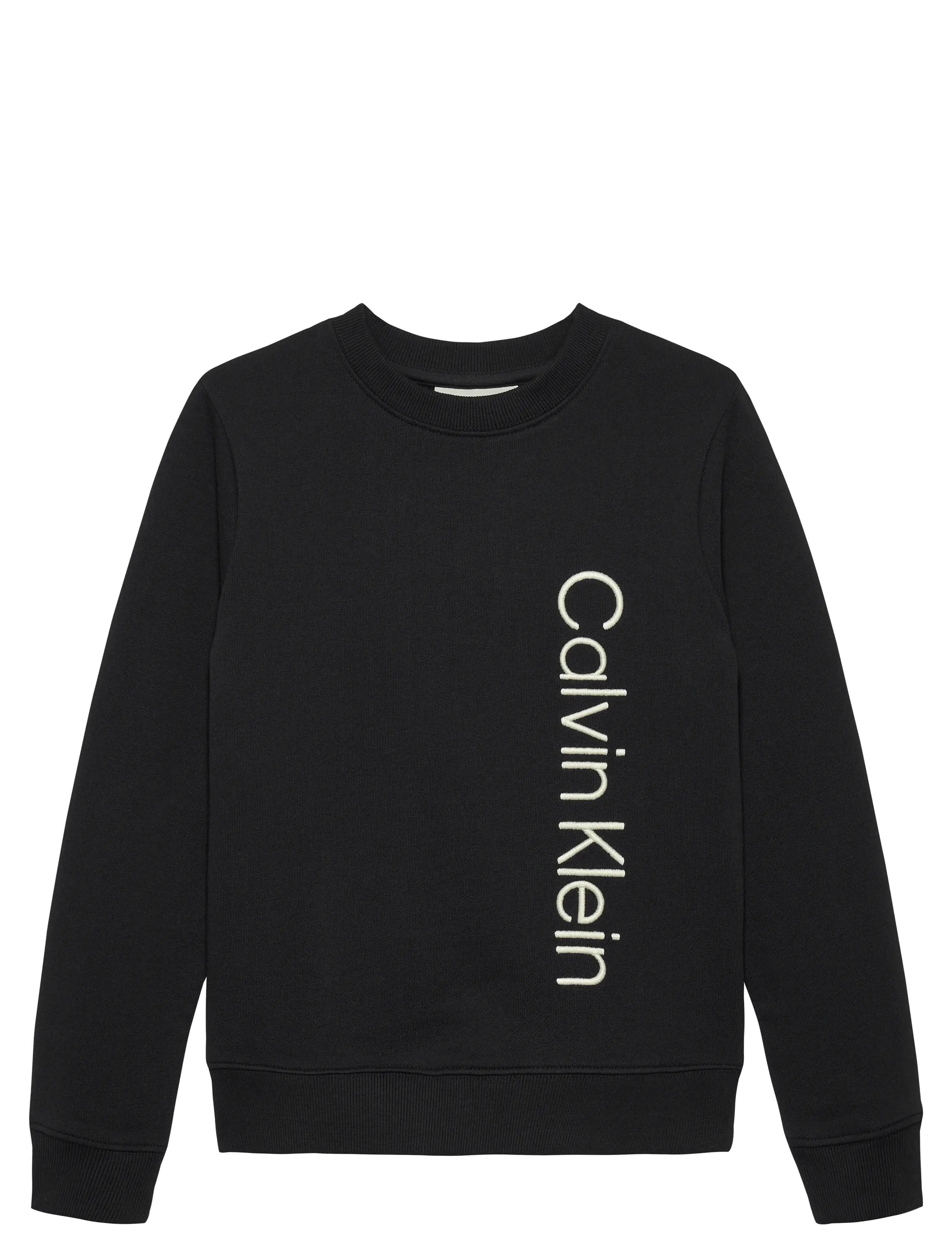 Calvin Klein TERRY SIDE GRAPHIC CN SWEATSHIRT - Riided - CK BLACK / black