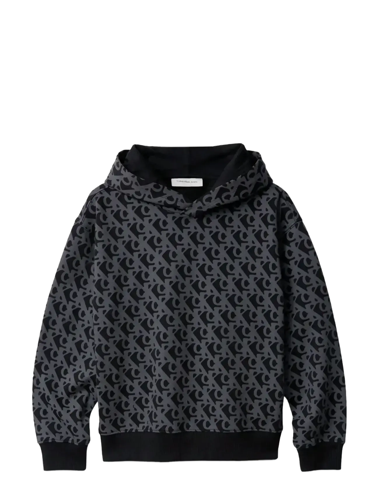 Calvin Klein CK LOGO AOP HOODIE - Overdele - CK BLACK / black