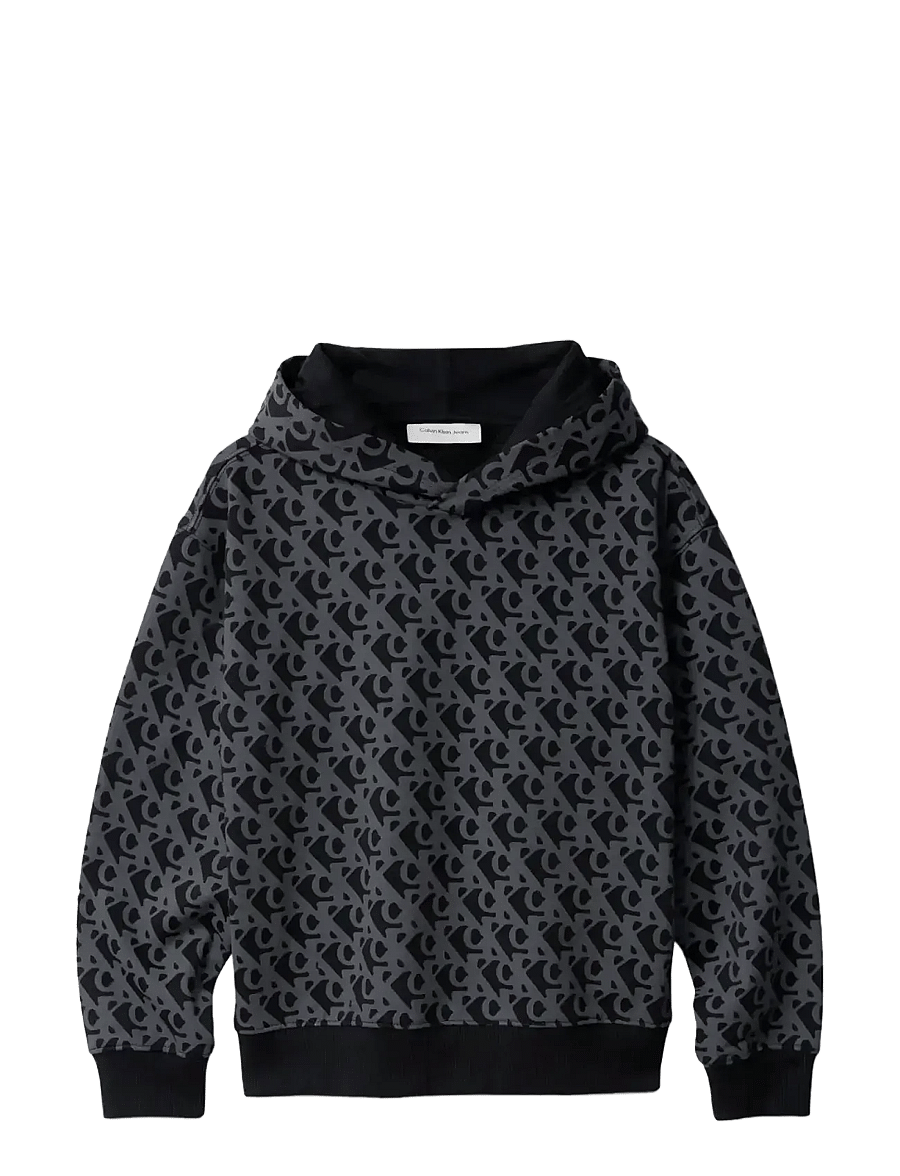 Calvin Klein - CK LOGO AOP HOODIE - hættetrøjer - ck black - 1