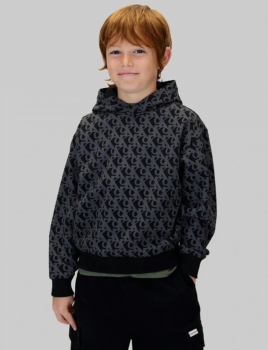 Calvin Klein - CK LOGO AOP HOODIE - hættetrøjer - ck black - 0
