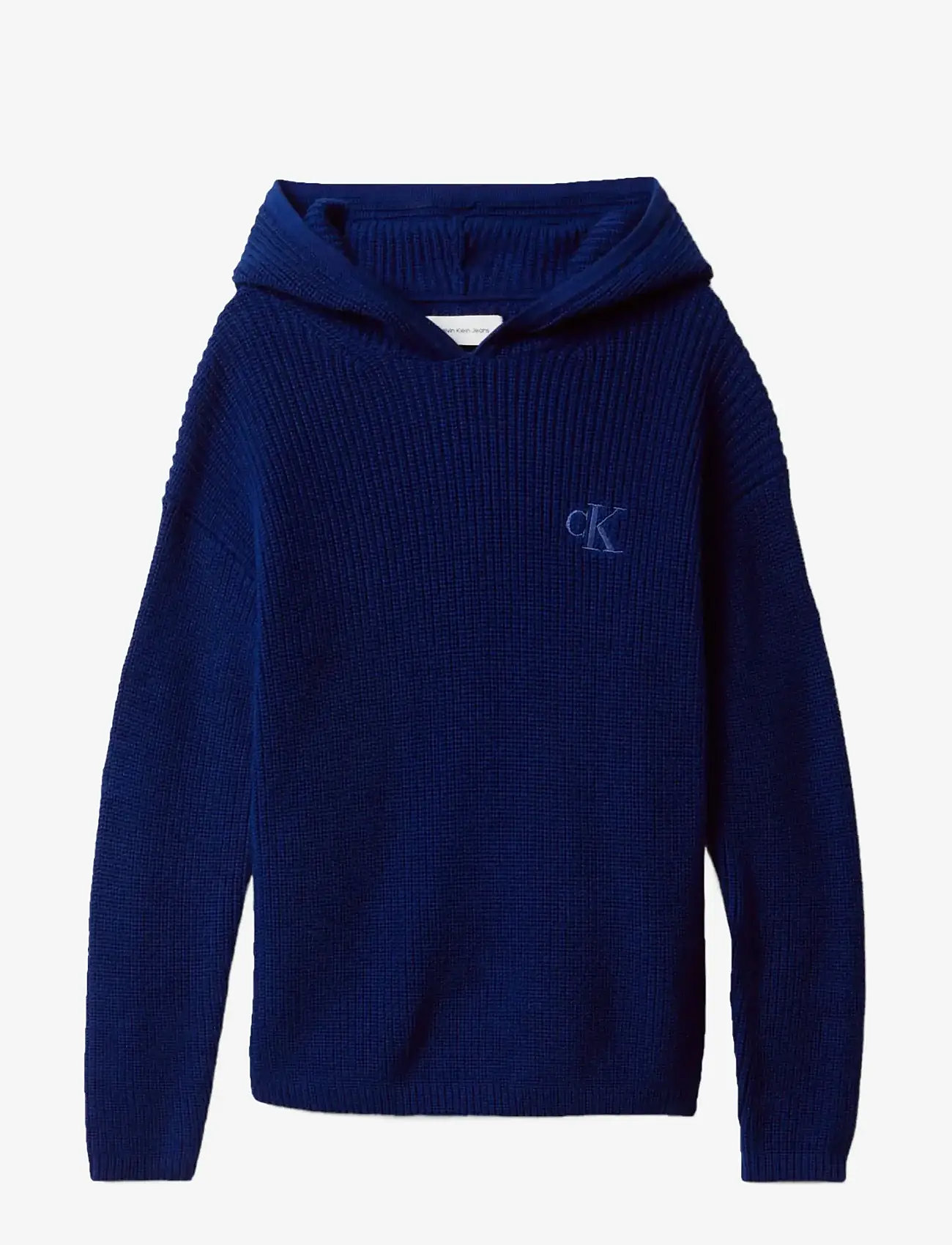 Calvin Klein - RIB KNIT HOODIE - huvtröjor - bold blue - 1