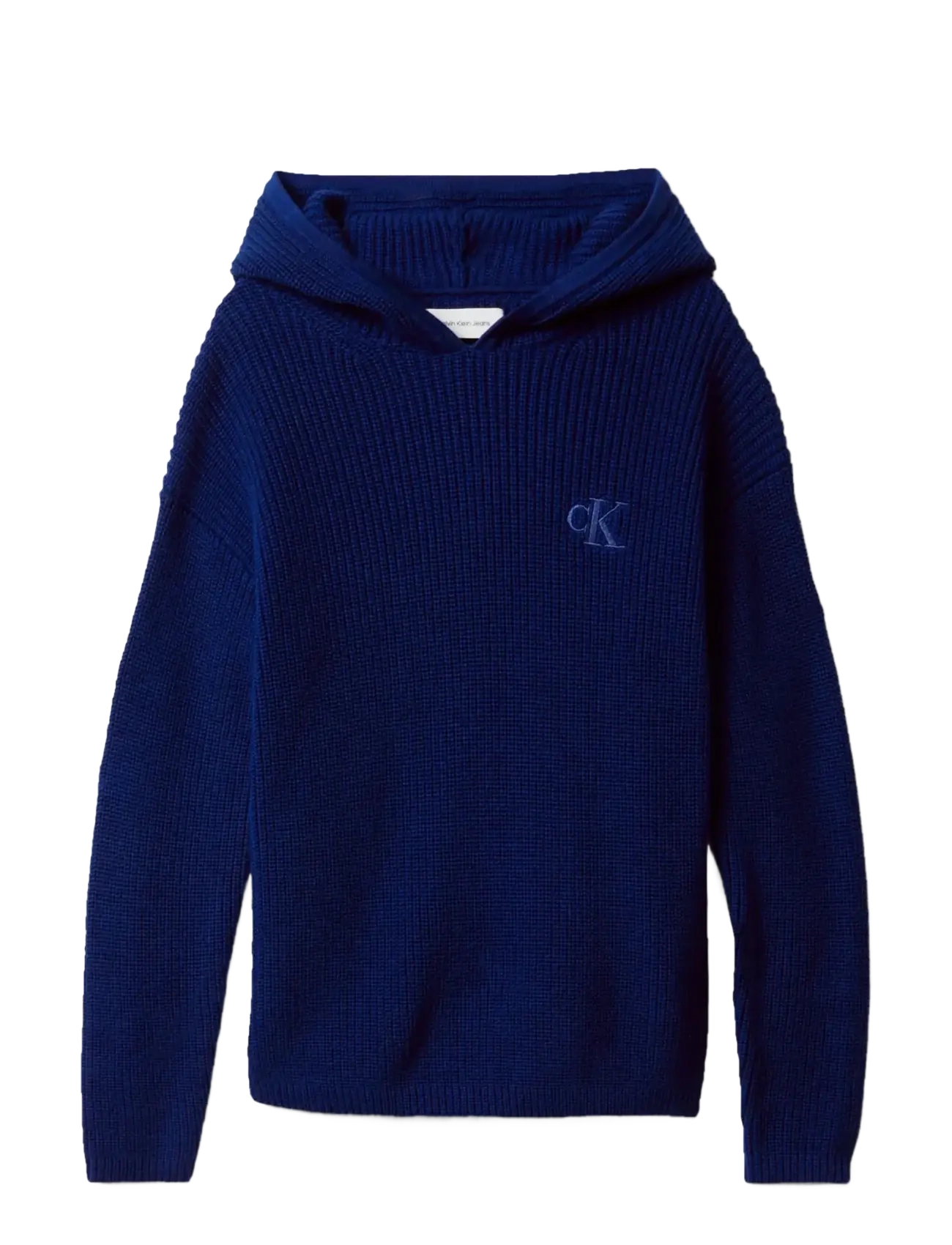 Calvin Klein RIB KNIT HOODIE - Sweatshirts & Huvtröjor - BOLD BLUE / blue