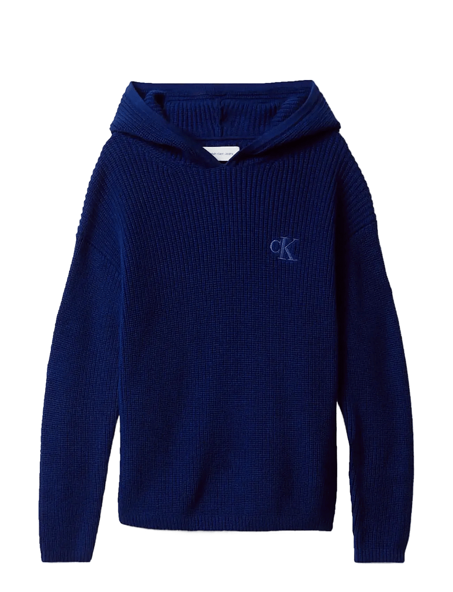 Calvin Klein - RIB KNIT HOODIE - bluzy z kapturem - bold blue - 1
