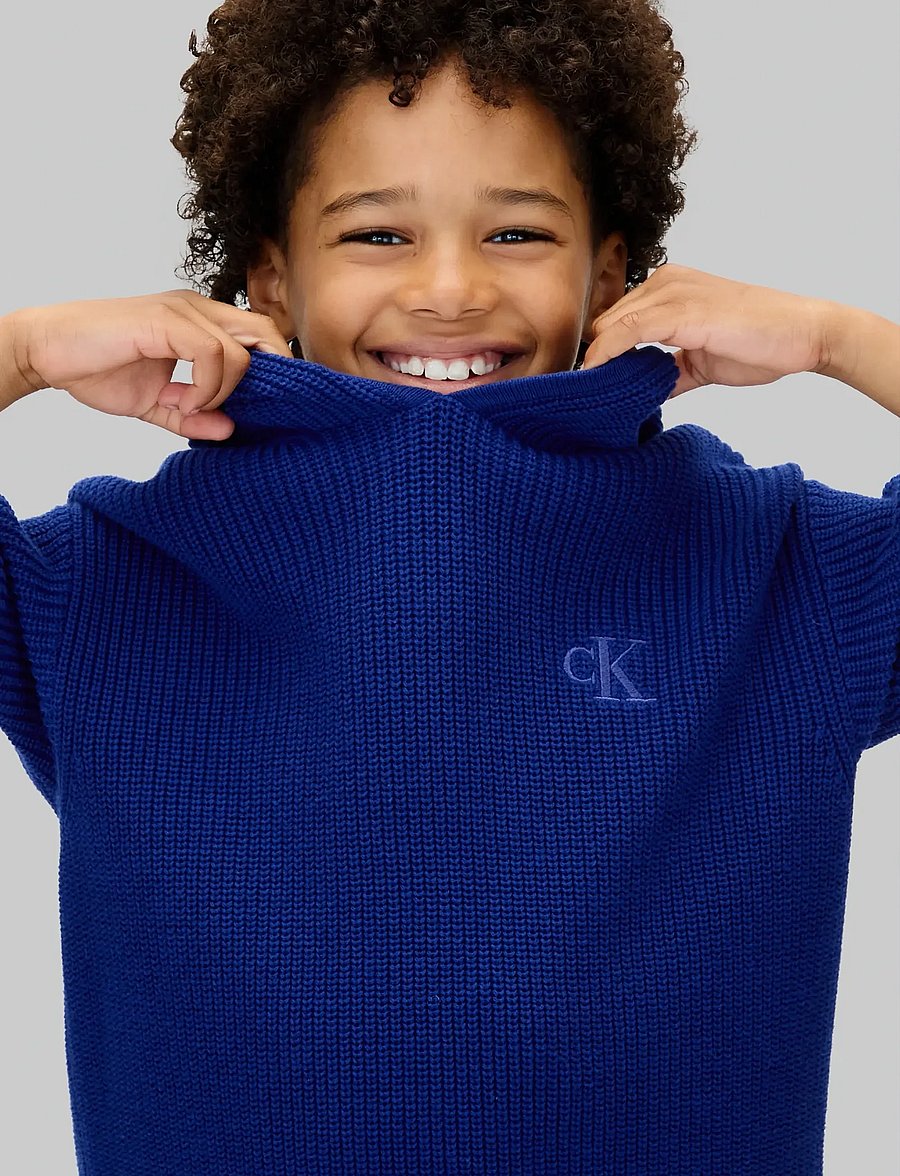 Calvin Klein - RIB KNIT HOODIE - bluzy z kapturem - bold blue - 3