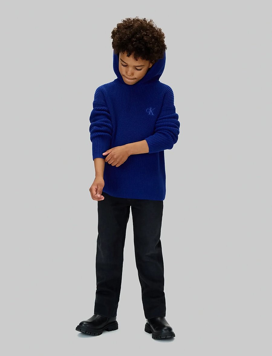 Calvin Klein - RIB KNIT HOODIE - bluzy z kapturem - bold blue - 4