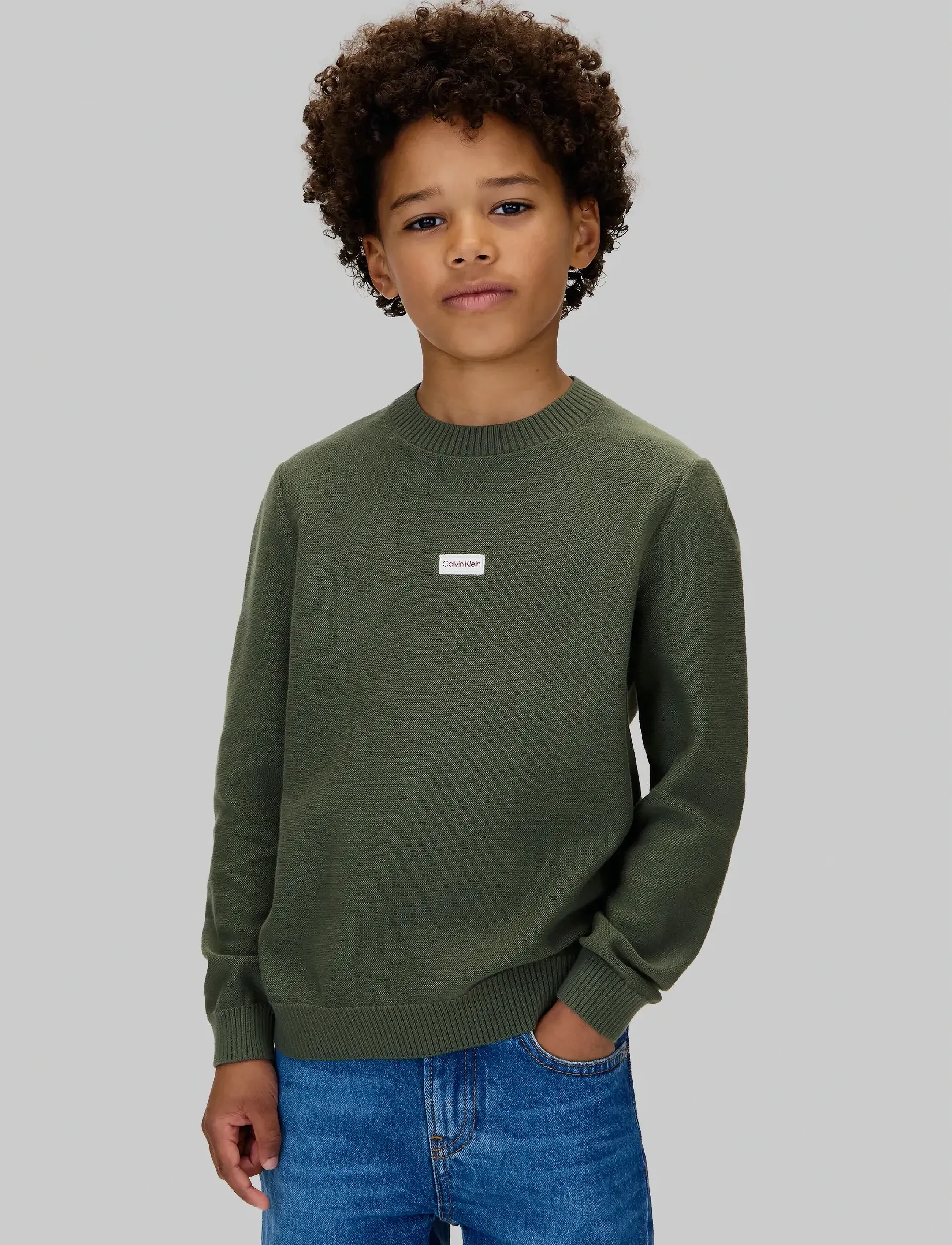 Calvin Klein LOGO LABEL SWEATER - Jumpers - THYME / green