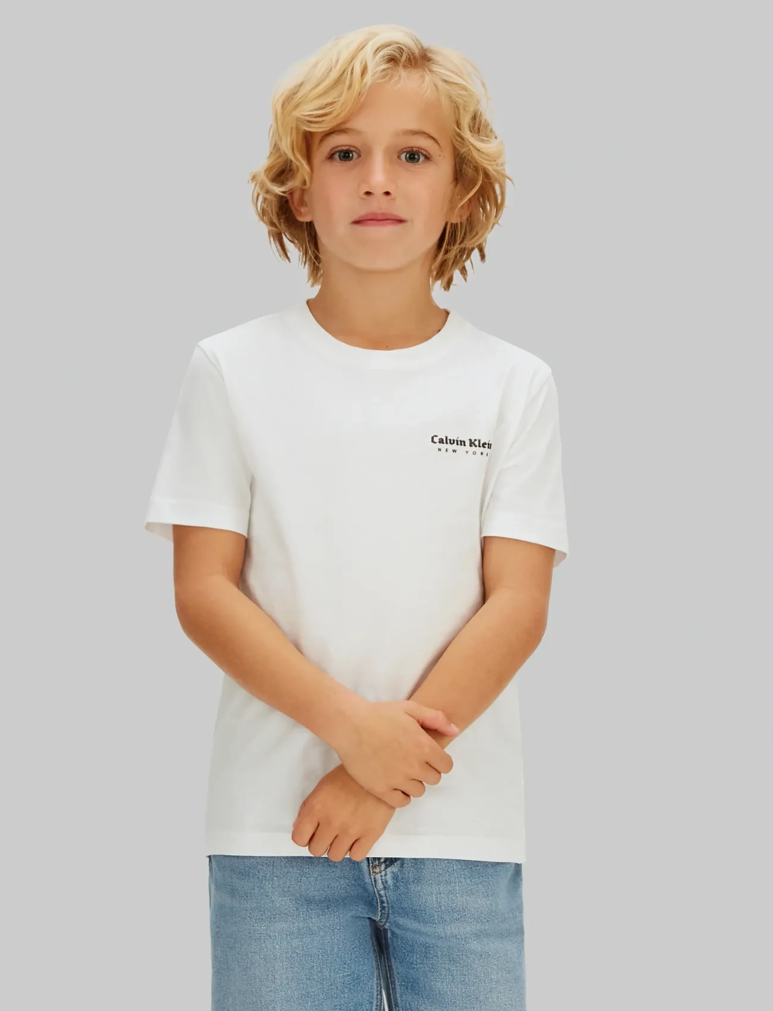 Calvin Klein Minimal Logo S/S T-Shirt, 128, White, T-Shirts > Kortærmede, Børn