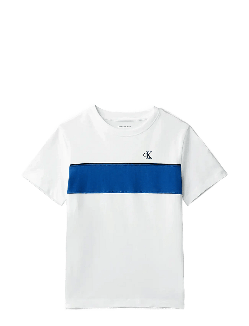 Calvin Klein - PANEL COLORBLOCK S/S T-SHIRT - kortärmade t-shirts - bright white - 1