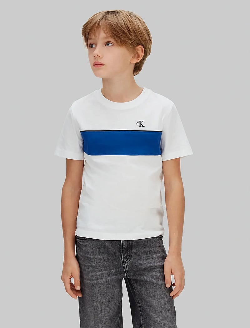 Calvin Klein - PANEL COLORBLOCK S/S T-SHIRT - kortärmade t-shirts - bright white - 2