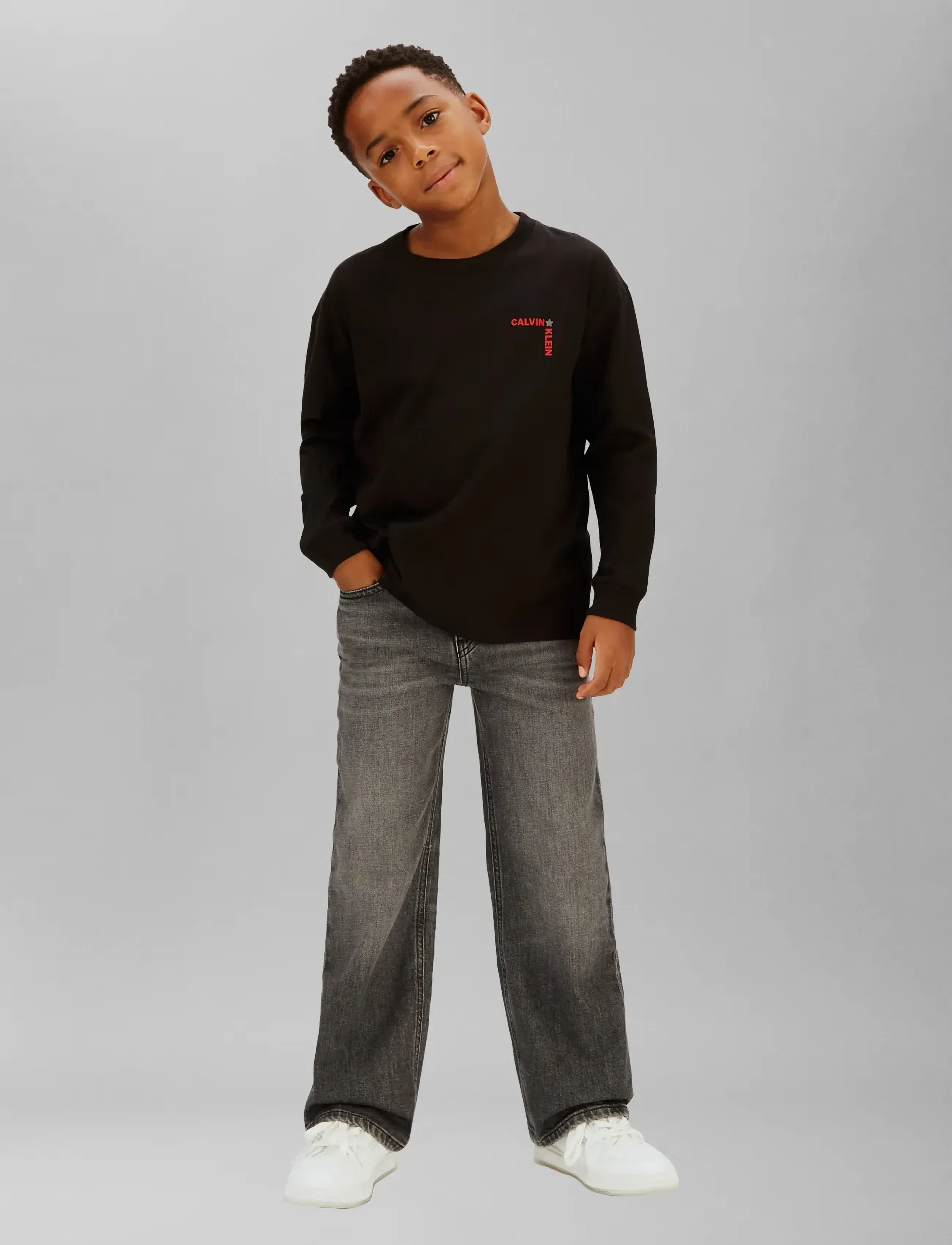 Calvin Klein LIGHT CALVIN KLEIN L/S T-SHIRT - Toppar & T-shirts - CK BLACK / black