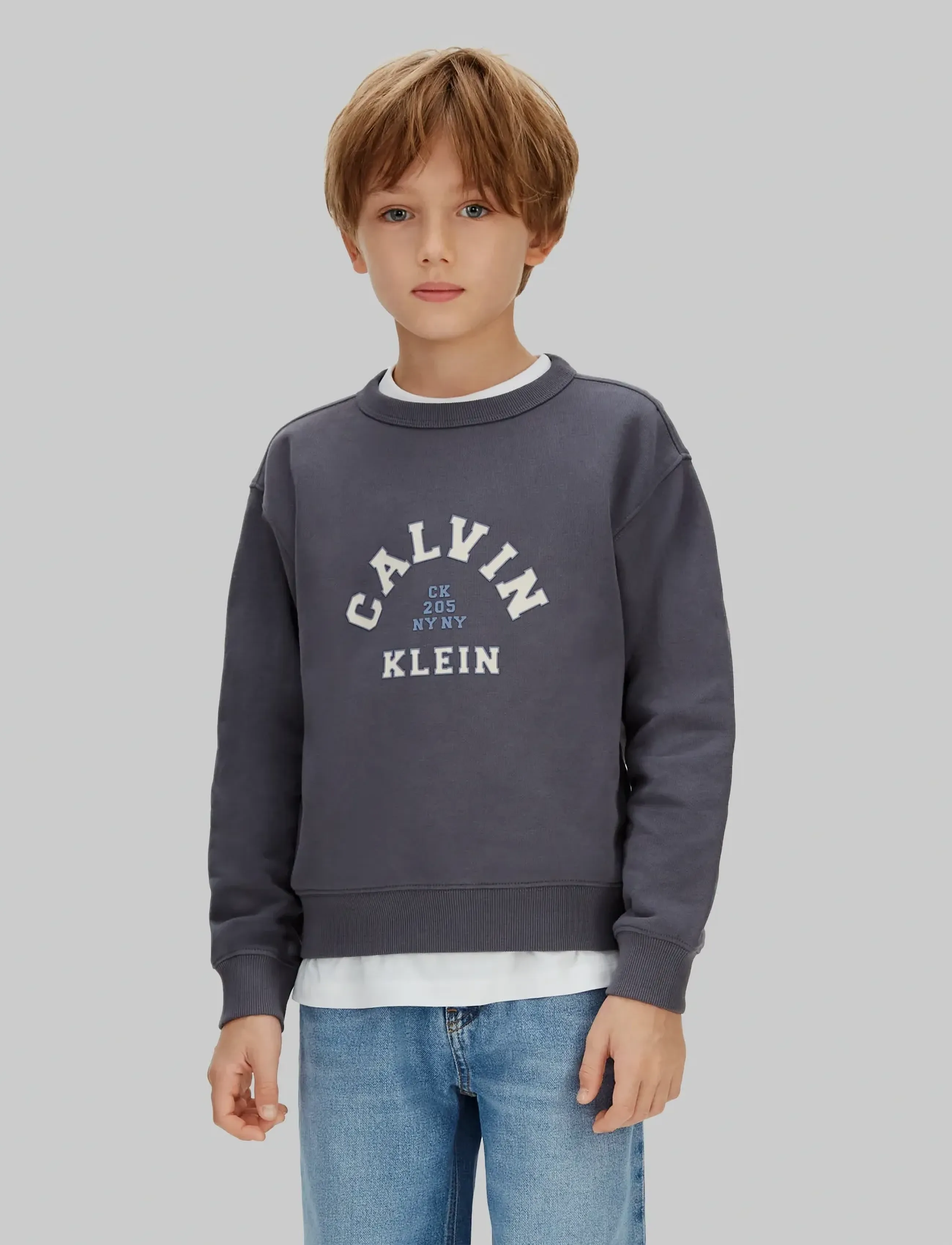 Calvin Klein Varsity Cn Sweatshirt, Børn, Varsity Rund Hals Sweatshirt, Grå, Str: 164