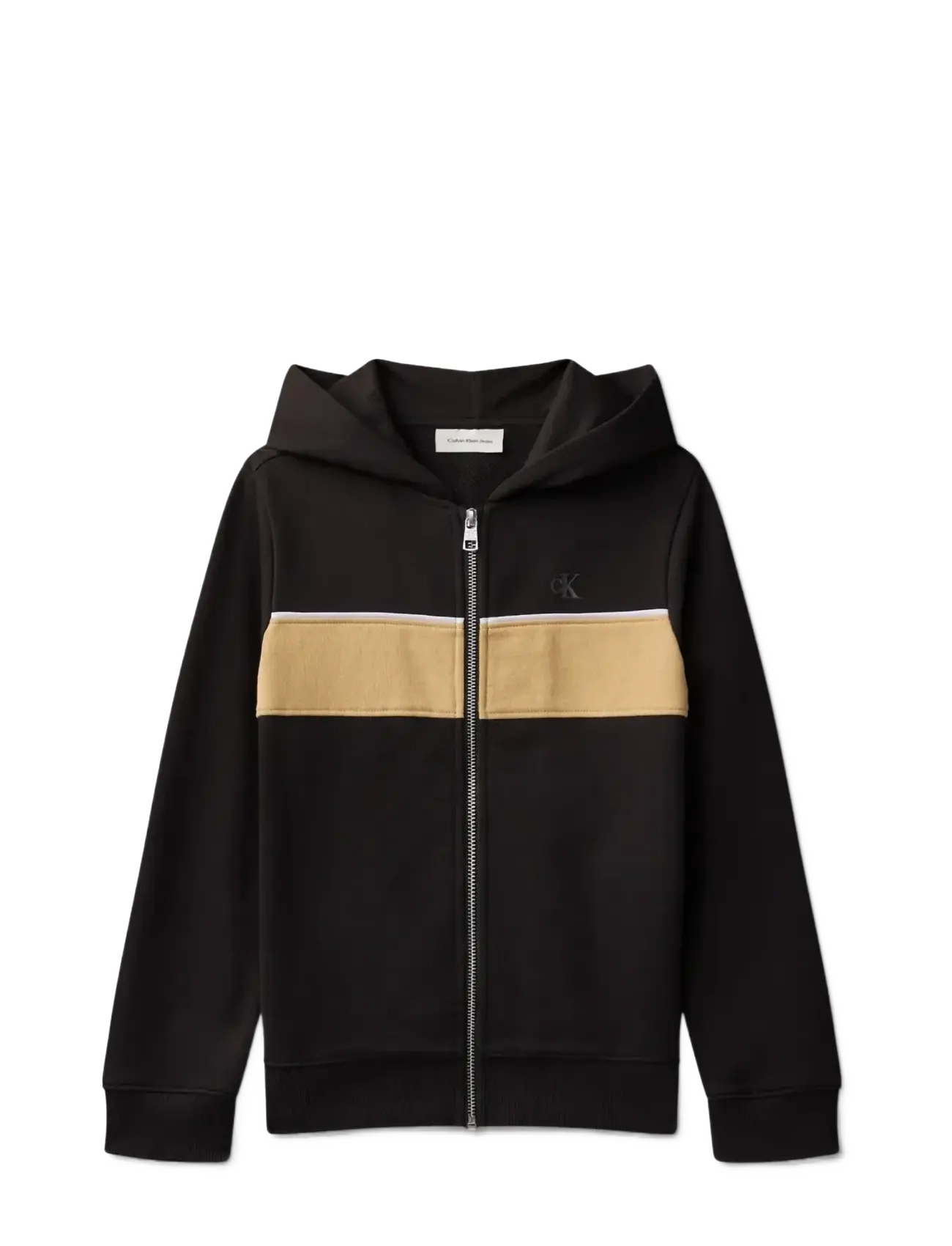 Calvin Klein PANEL COLORBLOCK ZIPTHRU HOODIE - Riided - CK BLACK / black