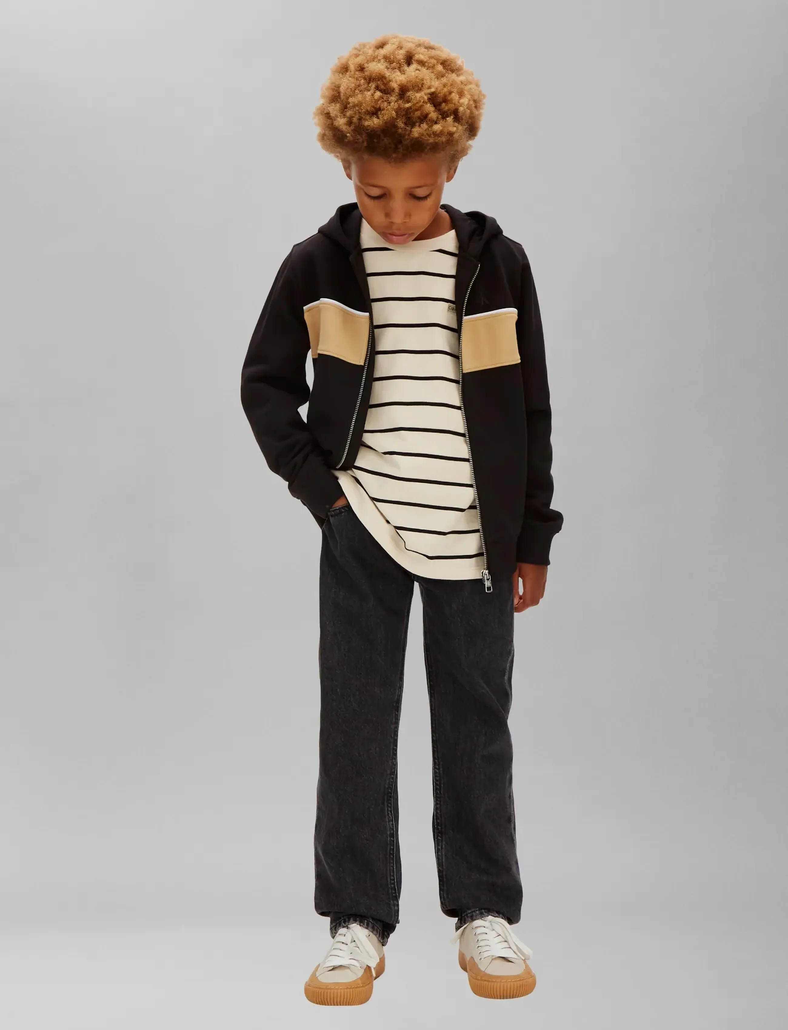 Calvin Klein PANEL COLORBLOCK ZIPTHRU HOODIE - Riided - CK BLACK / black