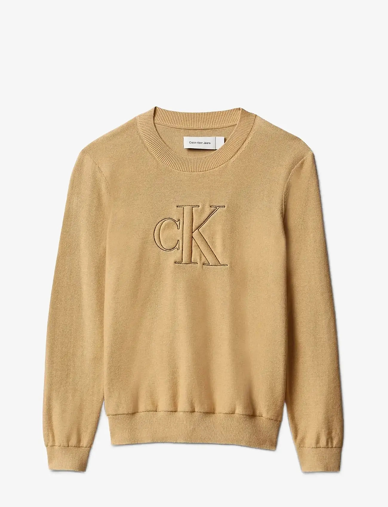 Calvin Klein - QUILTED MONOGRAM SWEATER - dressipluusid - sandy beige - 0