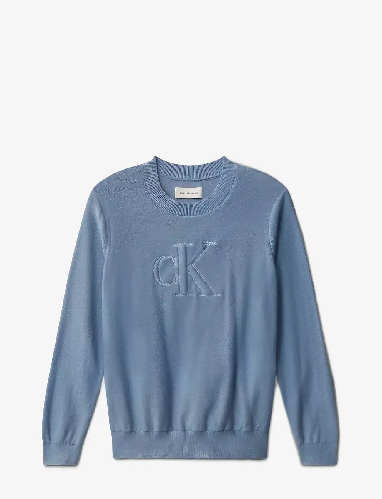 Calvin Klein - QUILTED MONOGRAM SWEATER - dressipluusid - satin blue - 1