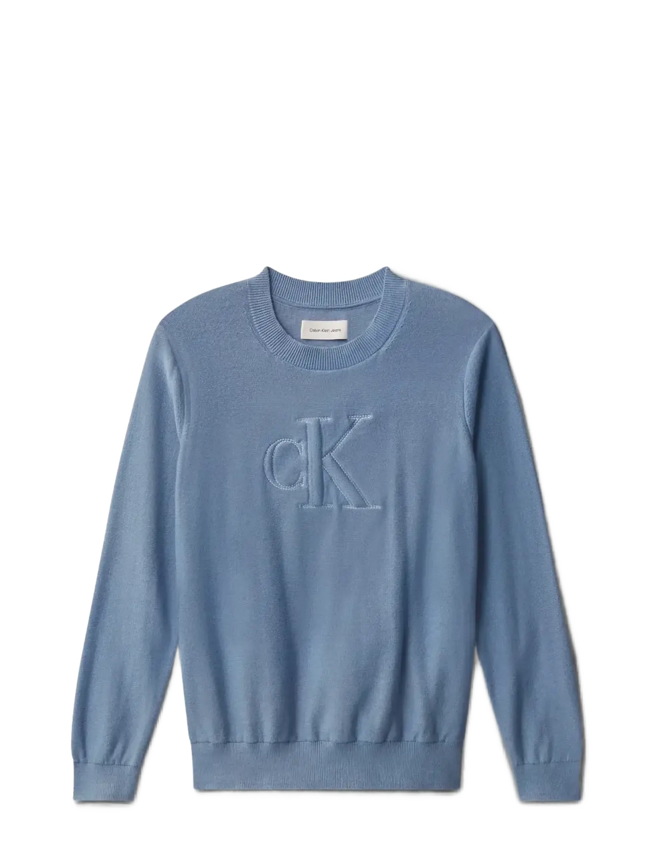 Calvin Klein QUILTED MONOGRAM SWEATER - Overdele - SATIN BLUE / blue